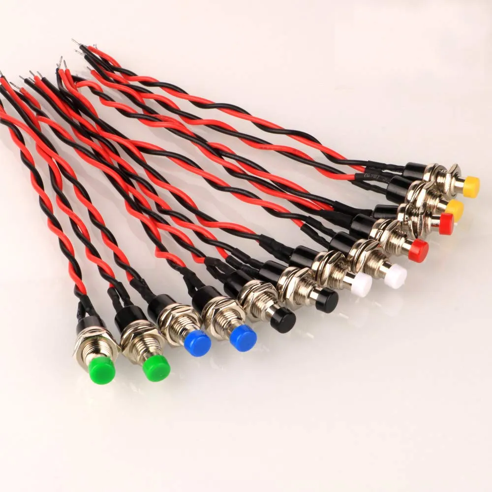 Gebildet Mini Pulsante Momentaneo Precablato 7mm, SPST Normalmente Aperto 2 pin, 3V-230V 1A (10 pezzi, giallo) - immagine 2