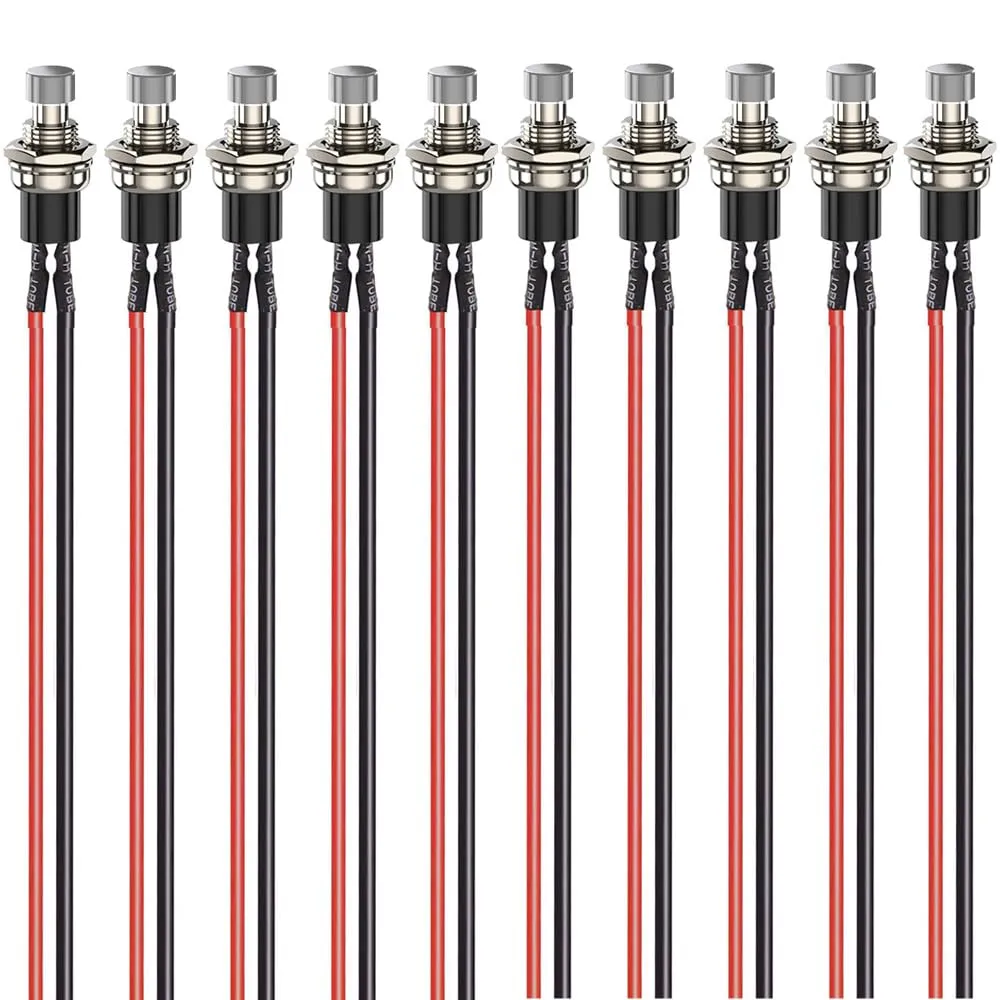 Gebildet 10 Pezzi Mini Pulsante Momentaneo Precablato 7mm, 3V-230V 1A, SPST 2 Pin Normalmente Aperto, Bianco - immagine 1