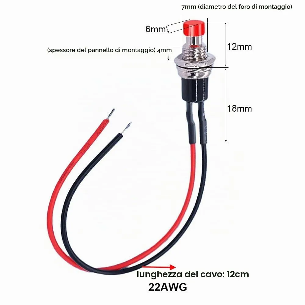 Gebildet 10 Pezzi Mini Pulsante Momentaneo Precablato 7mm, 3V-230V 1A, SPST 2 Pin Normalmente Aperto, Bianco - immagine 4