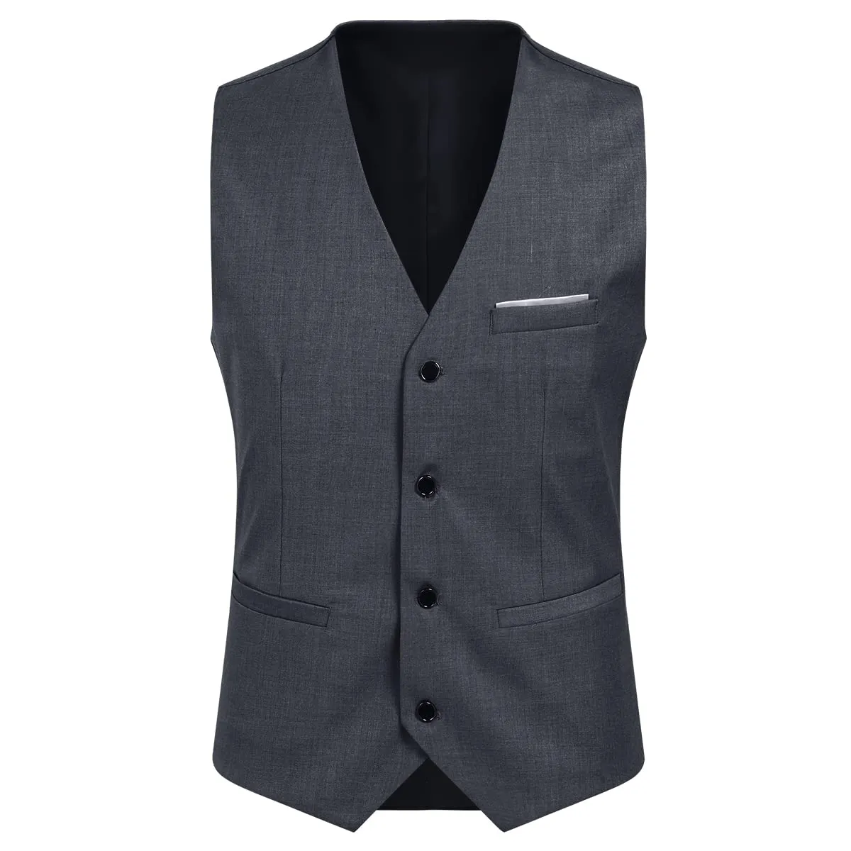 YOUTHUP Abito Uomo 3 Pezzi Slim Fit Blazer Gilet Pantaloni Grigio - immagine 4