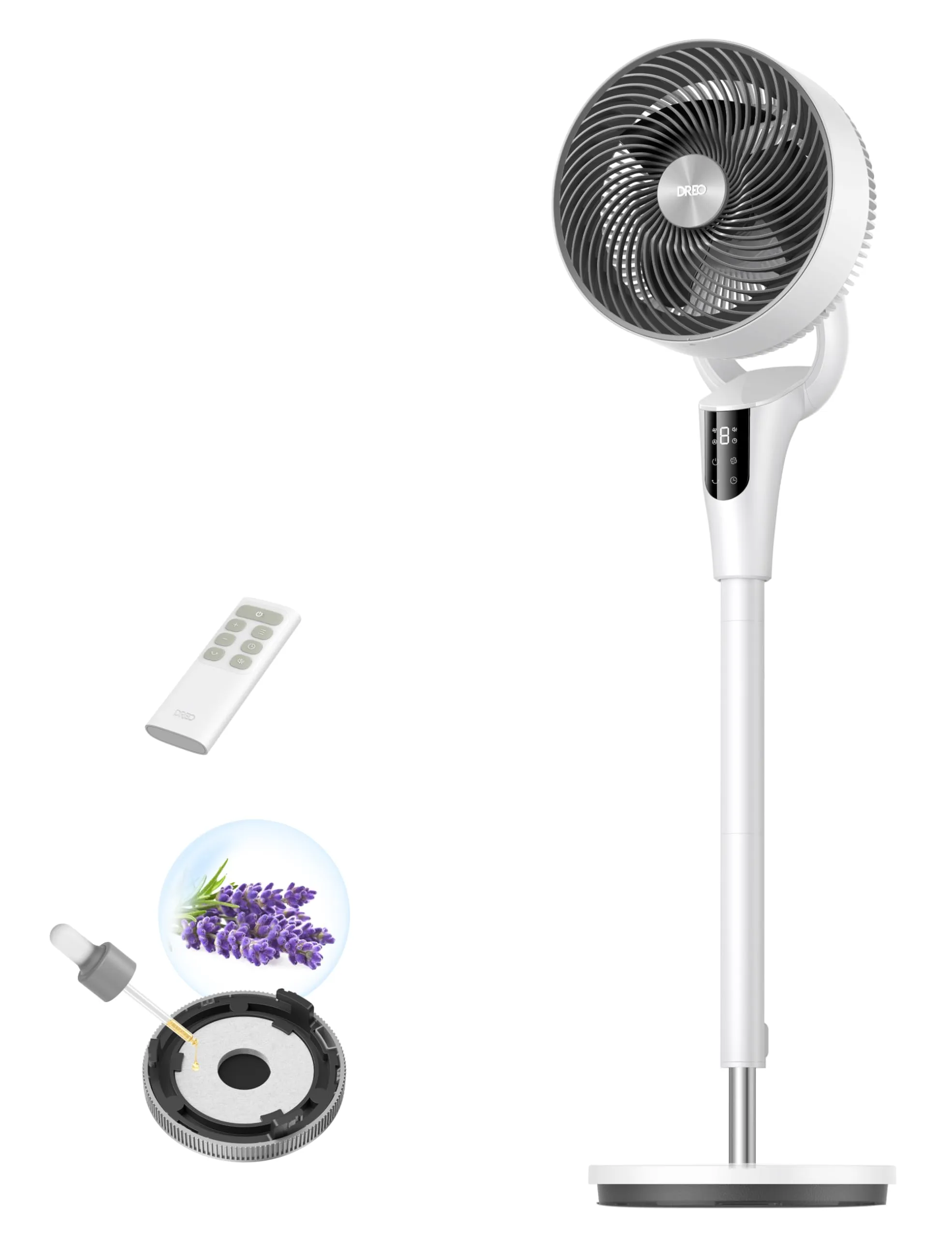 DREO Ventilatore a Piantana DR-HPF013 TurboPoly Fan 353, Motore DC, 8 Velocità, 3 Modalità, Timer 8H, Oscillazione 90°, Altezza 96–106cm - immagine 1