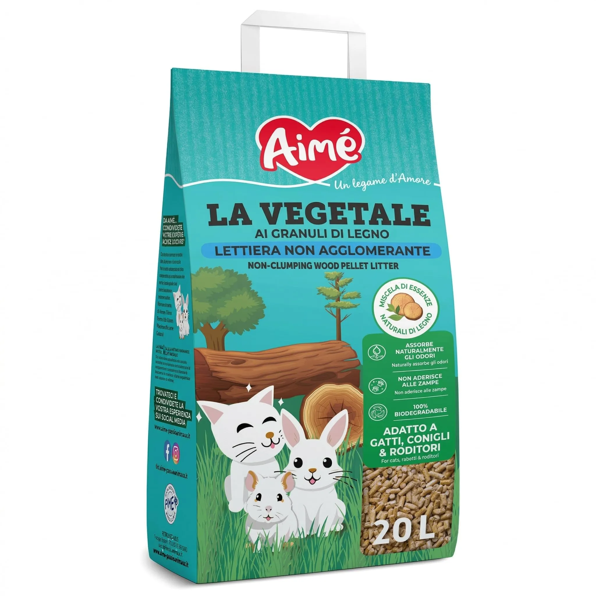 Aimé PROP'Nature Lettiera in Granulato di Legno per Gatti e Piccoli Animali, 20 l - immagine 1