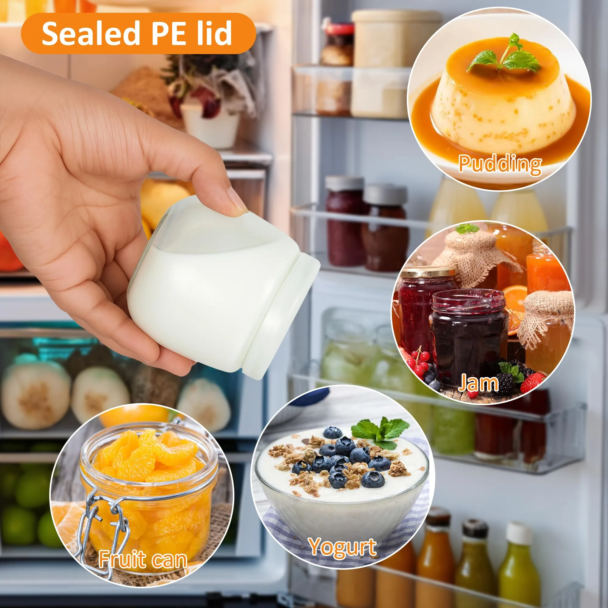 Hbazzor Barattoli per yogurt in vetro da 200 ml con coperchio, corda e ciondolo, 20 pezzi - immagine 5