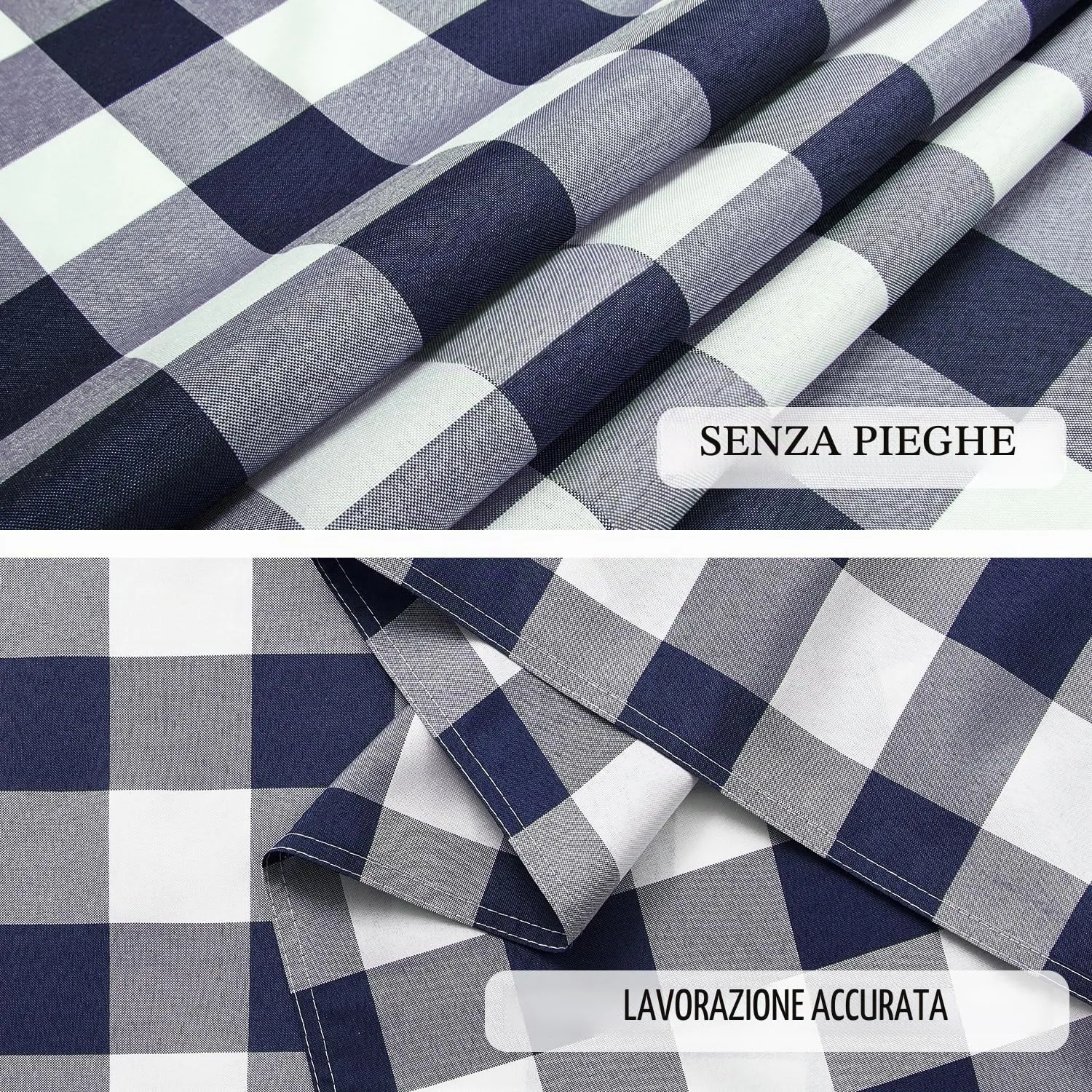 Softalker Tovaglie Rettangolari a Quadretti, Impermeabili e Antimacchia, 152,4 x 213,4 cm, Blu Navy e Bianco, Set da 2 - immagine 5