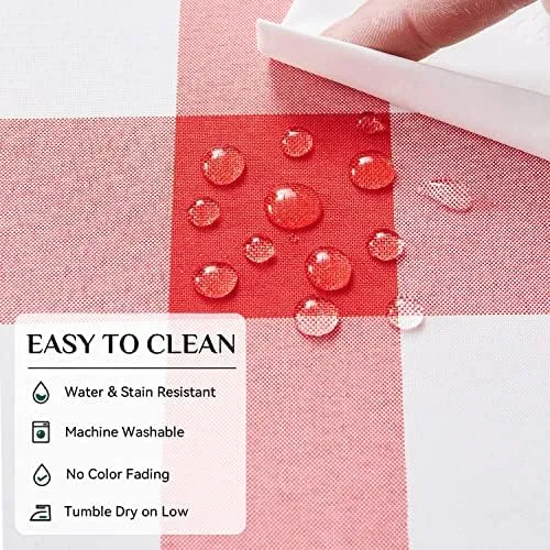 Softalker Tovaglie Rettangolari a Quadretti, Poliestere, Impermeabili e Antimacchia, 152,4 x 304,8 cm, Rosso e Bianco, Set da 2 - immagine 4
