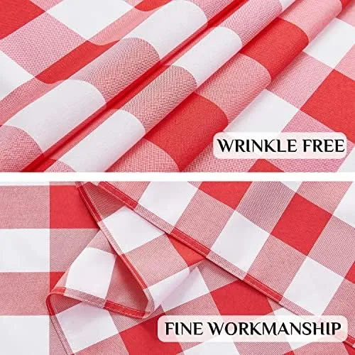 Softalker Tovaglie Rettangolari a Quadretti, Poliestere, Impermeabili e Antimacchia, 152,4 x 304,8 cm, Rosso e Bianco, Set da 2 - immagine 5