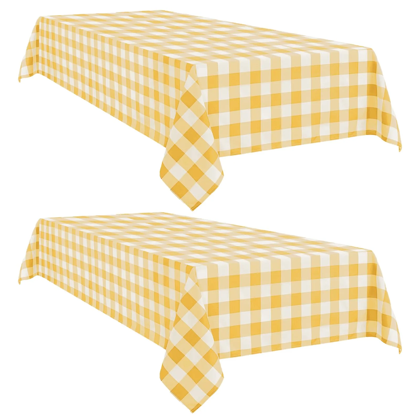 Softalker Tovaglie Rettangolari a Quadretti in Poliestere, Impermeabili e Antimacchia, 152,4 x 213,4 cm, Giallo e Bianco, Set da 2 - immagine 2