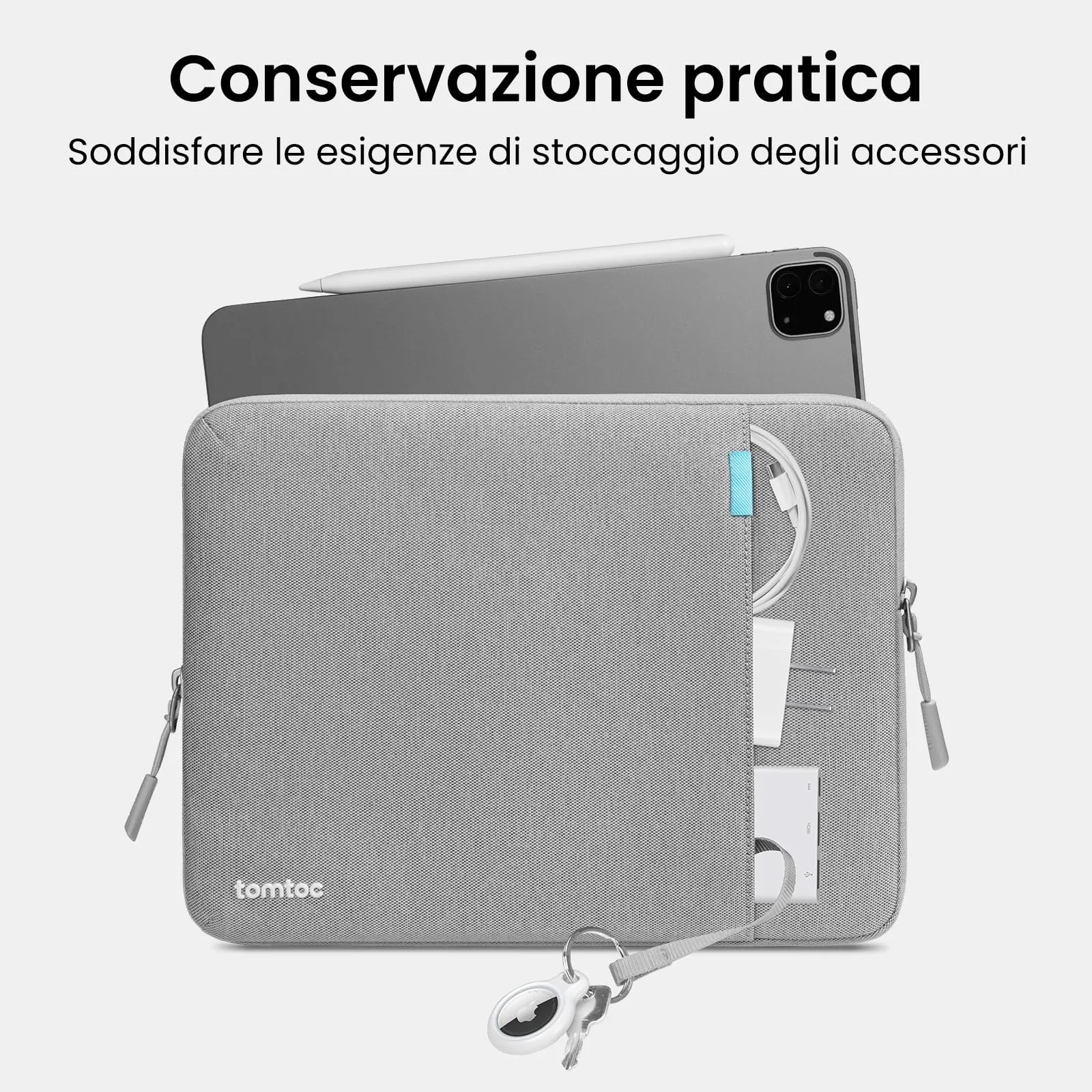tomtoc 360° Custodia per Tablet 11 Pollici per iPad Air (M4/M3/M2), iPad Pro (M5/M4), iPad (A16)/10, iPad Air 5, con Scomparto Accessori, Compatibile Smart/Magic Keyboard - immagine 5