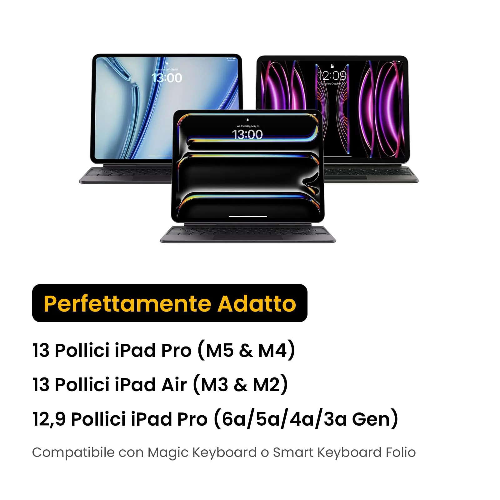 tomtoc Custodia per Tablet 13 Pollici iPad Air (M4/M3/M2), 13 Pollici iPad Pro M5/M4, 12,9 Pollici iPad Pro 6/5/4/3, Compatibile con Magic/Smart Keyboard Folio - immagine 8