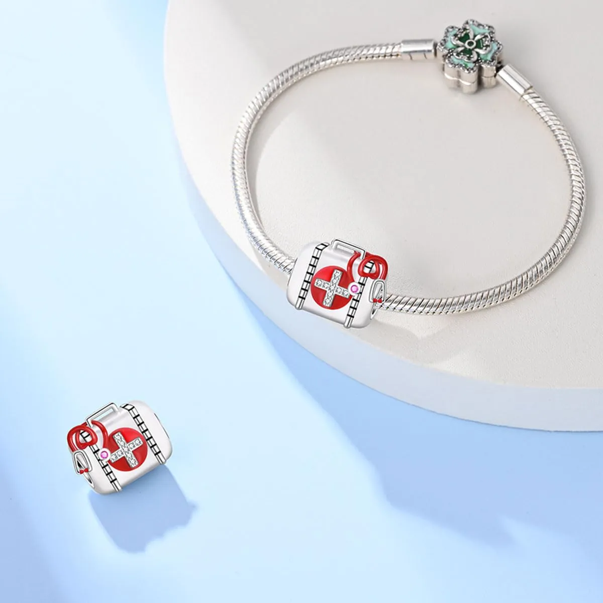 KUNSIR Ciondolo in Argento Sterling 925 con Cubic Zirconia per Braccialetti e Collane Europei - immagine 3