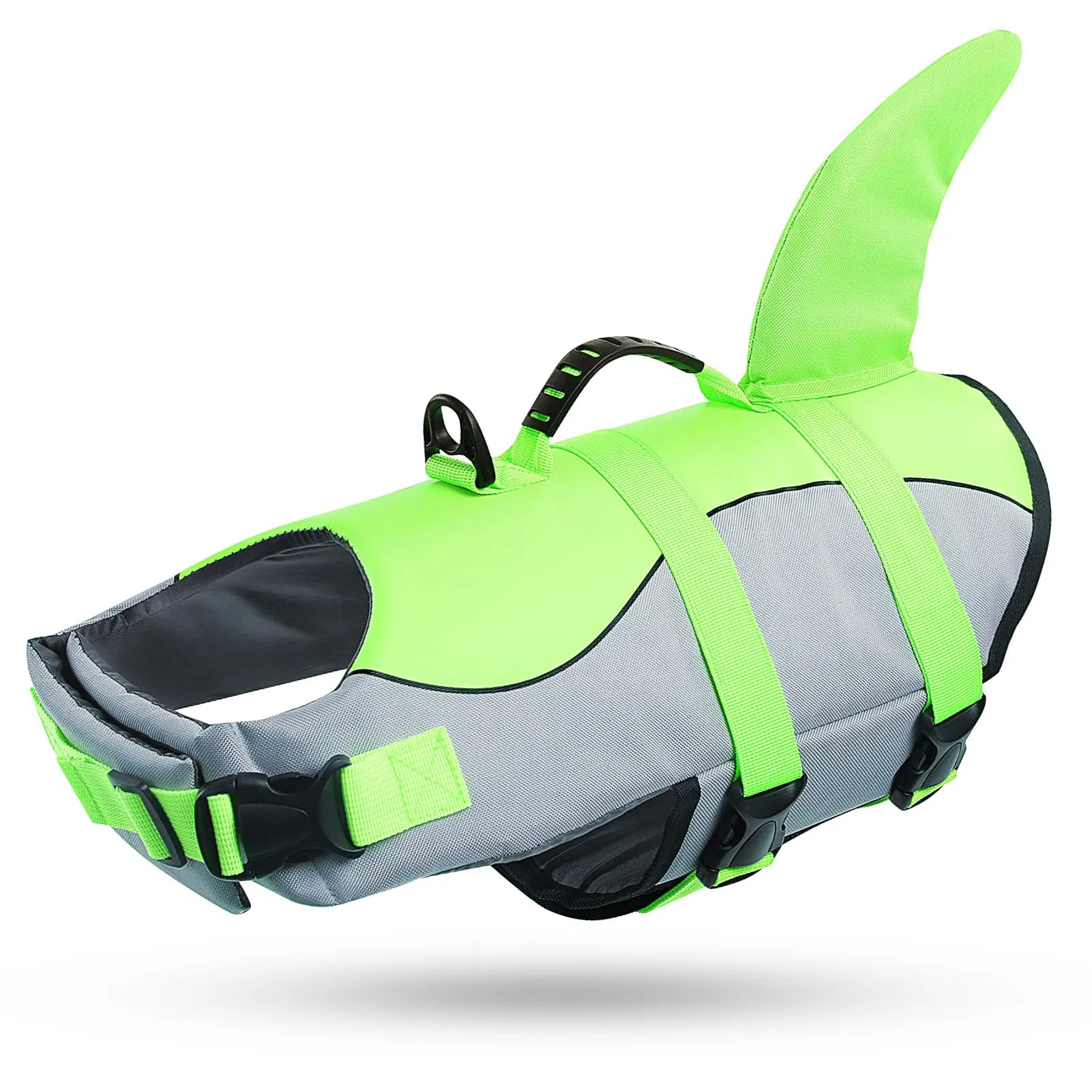 Queenmore Giubbotto di Salvataggio per Cani Ripstop Shark, Gilet di Sicurezza Regolabile con Manico di Salvataggio, Verde, S - immagine 1