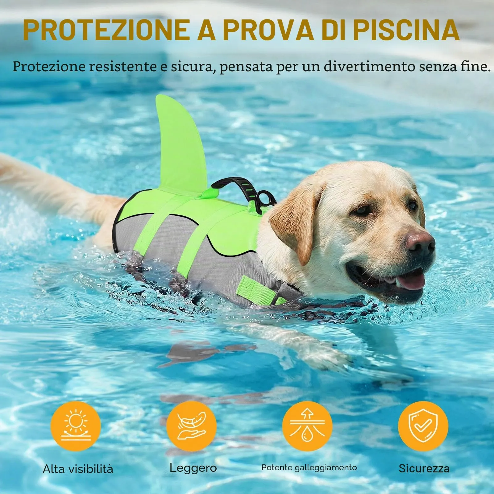 Queenmore Giubbotto di Salvataggio per Cani Ripstop Shark, Gilet di Sicurezza Regolabile con Manico di Salvataggio, Verde, S - immagine 7