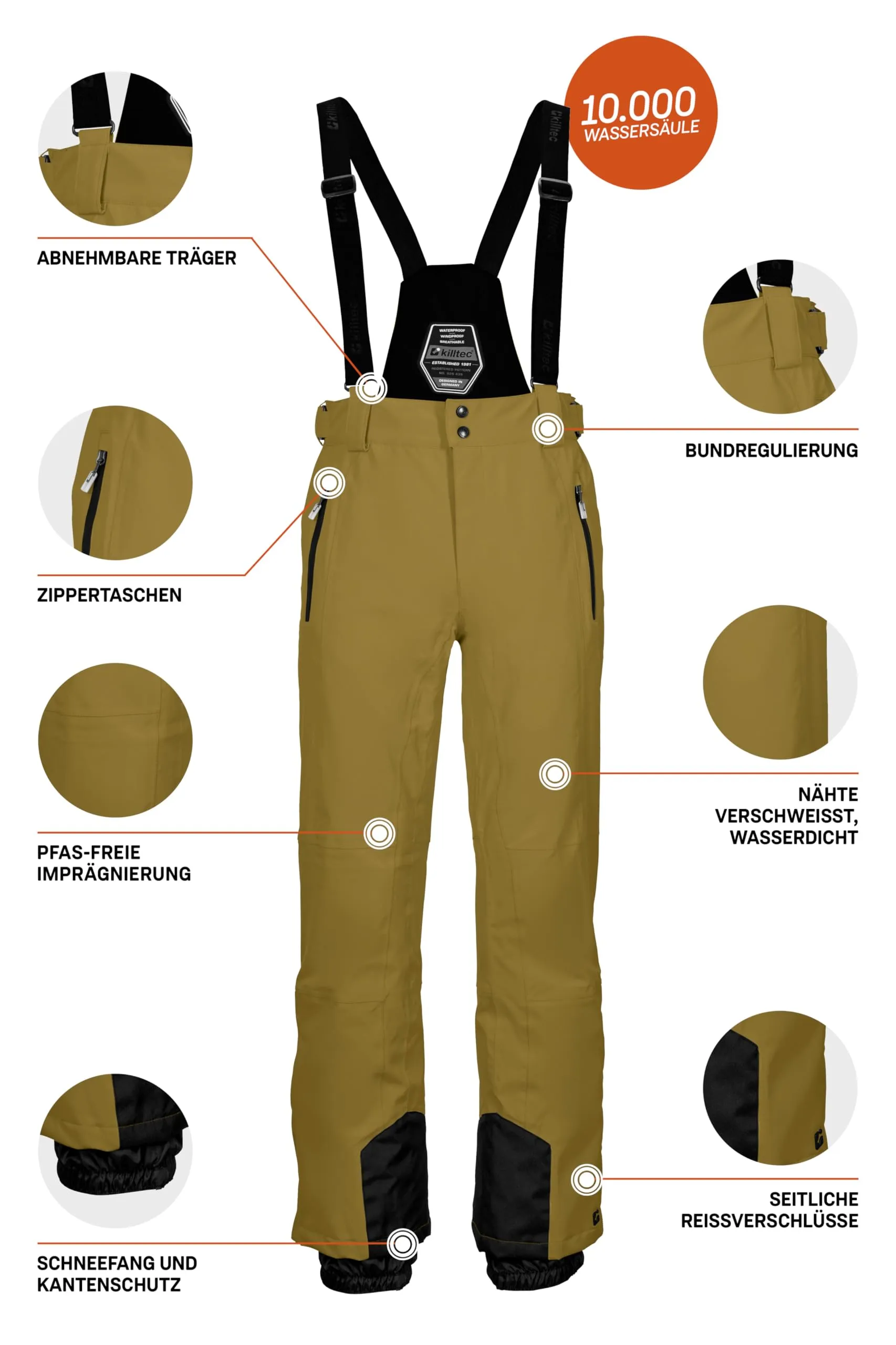 Killtec KSW 100 Enosh MN Ski Pants, Pale Olive, XXL, 43431-000 - immagine 5