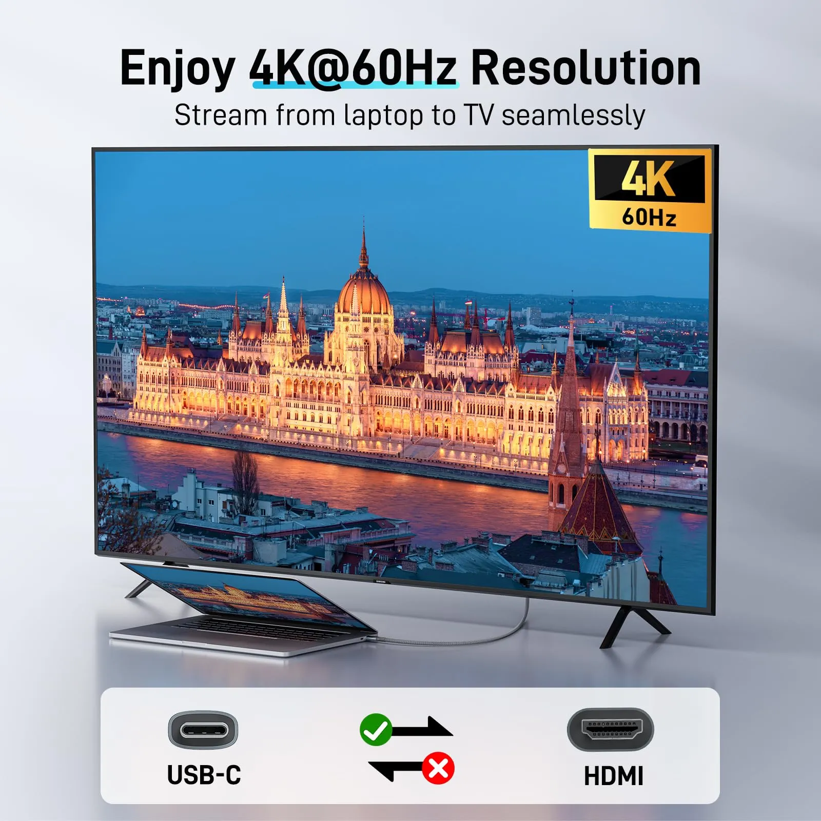 Acer Cavo USB-C a HDMI 4K@60Hz, Thunderbolt 4/3, HDMI 2.0, 1 metro - immagine 2