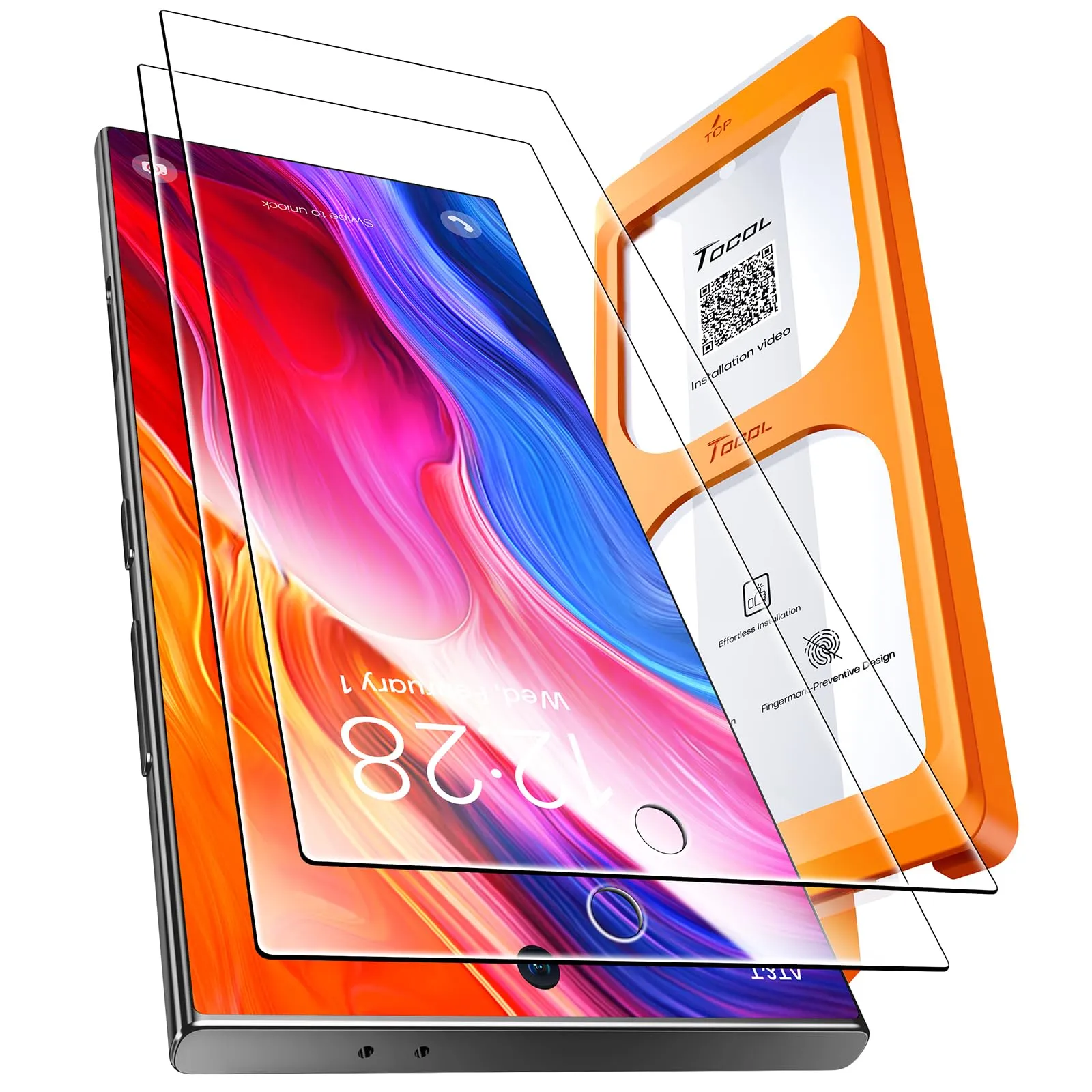 TOCOL Pellicola Protettiva in Vetro Temperato 9H per Samsung Galaxy S24 Ultra, Trasparente, 2 Pezzi - immagine 1