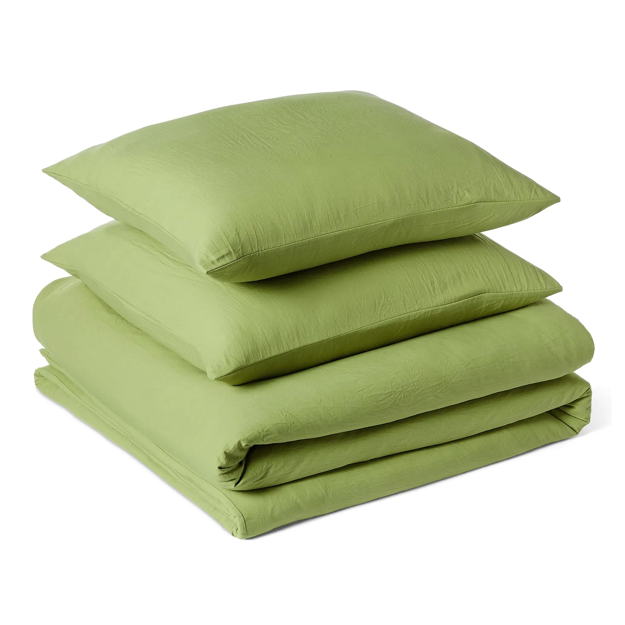 Amazon Basics Set Copripiumino in Microfibra Prelavata, 200x200 cm e 2 Federe 80x80 cm, Verde - immagine 1