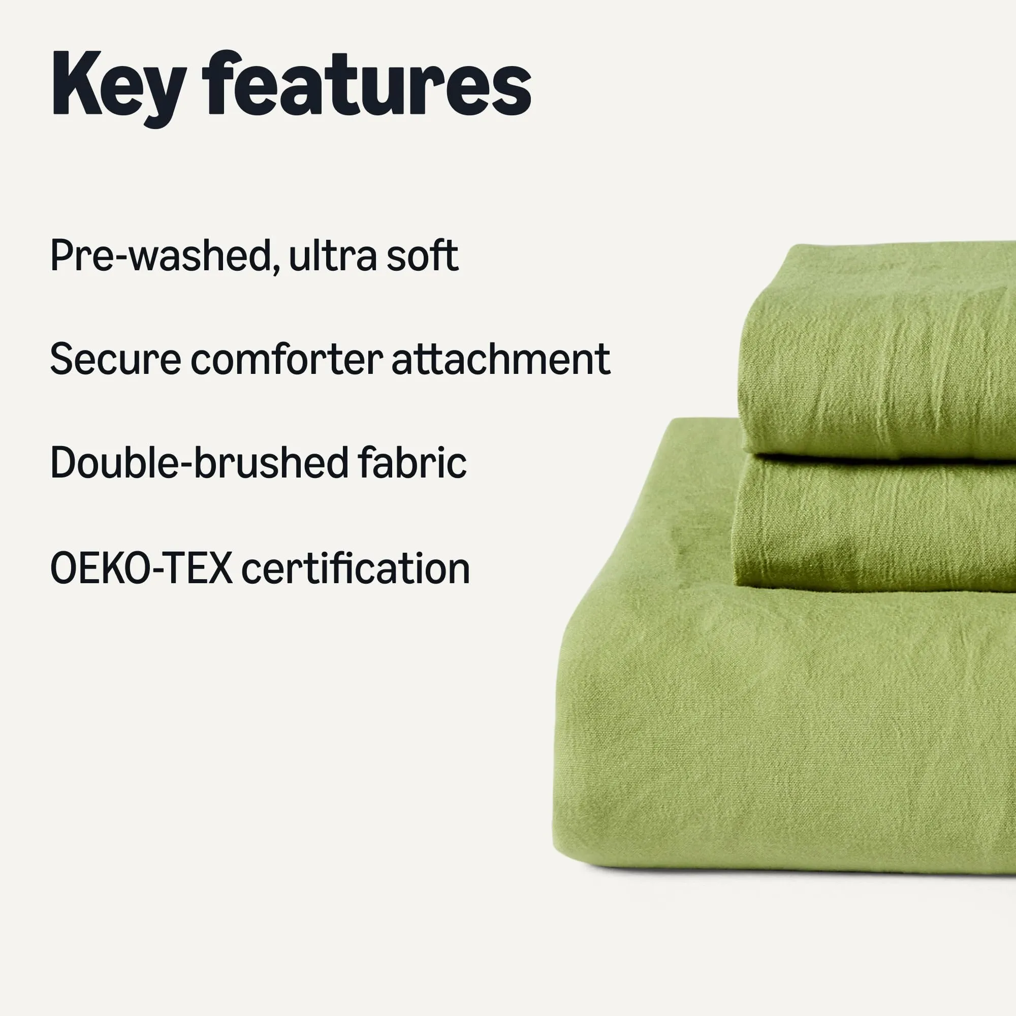 Amazon Basics Set Copripiumino in Microfibra Prelavata, 200x200 cm e 2 Federe 80x80 cm, Verde - immagine 2