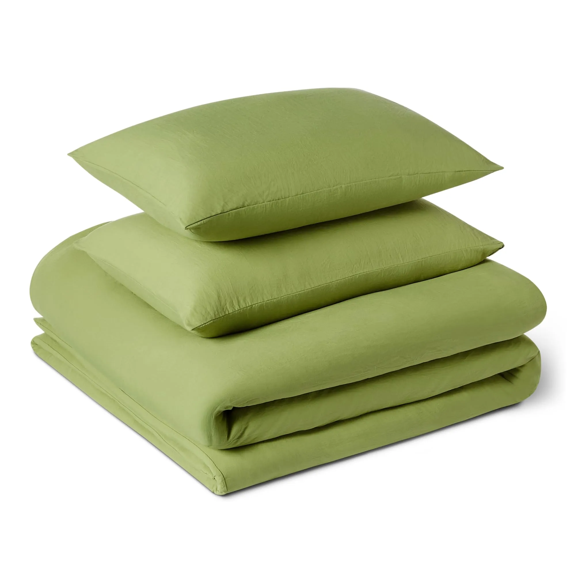 Amazon Basics Set Copripiumino in Microfibra Prelavata, 200x200 cm e 2 Federe 50x80 cm, Verde - immagine 1