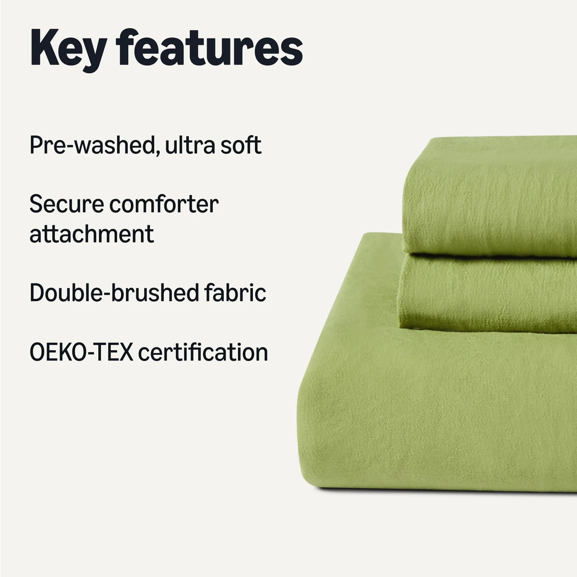 Amazon Basics Set Copripiumino in Microfibra Prelavata, 200x200 cm e 2 Federe 50x80 cm, Verde - immagine 2