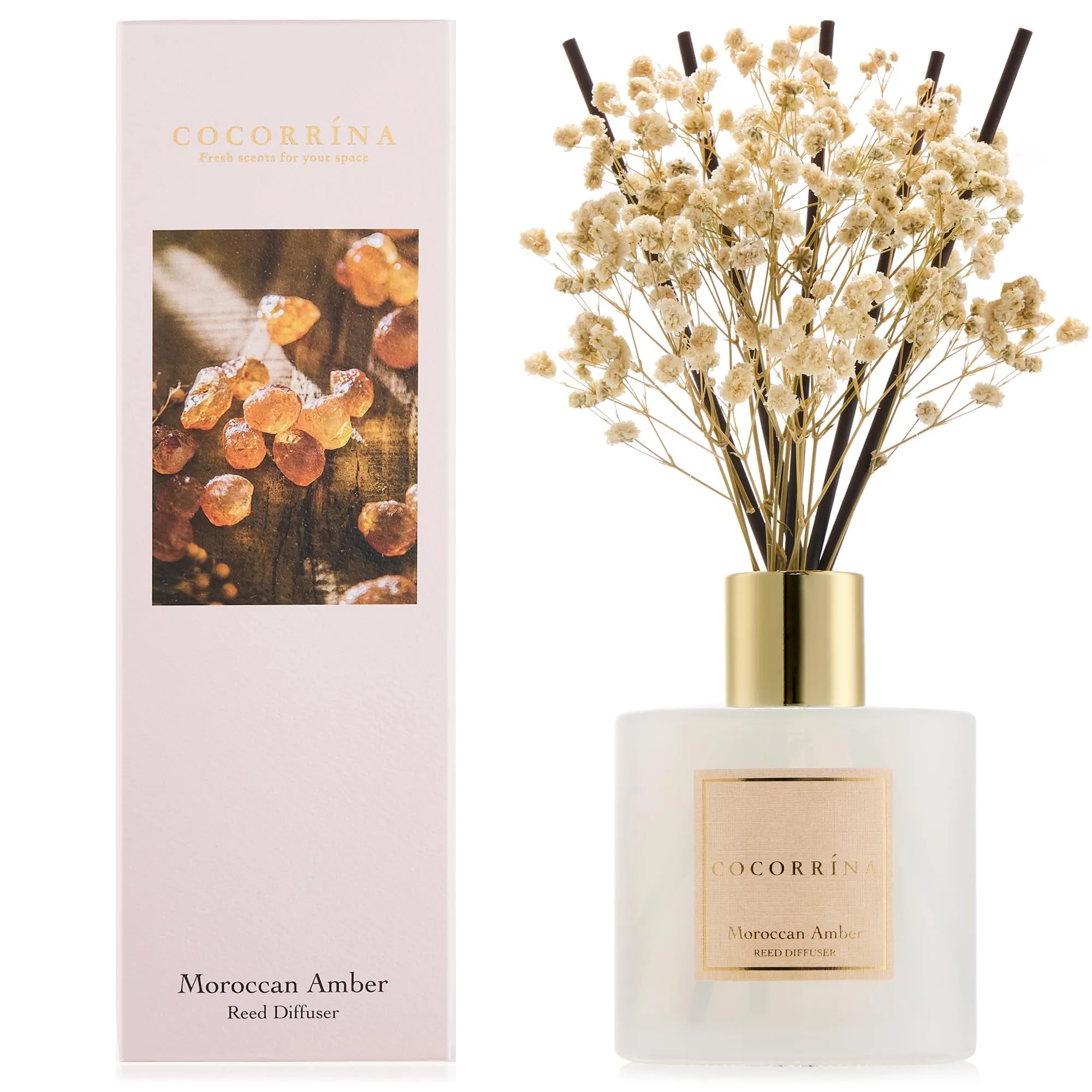 COCORRÍNA Diffusore Profumo Ambiente Moroccan Amber 200ml con 8 Bastoncini - immagine 1
