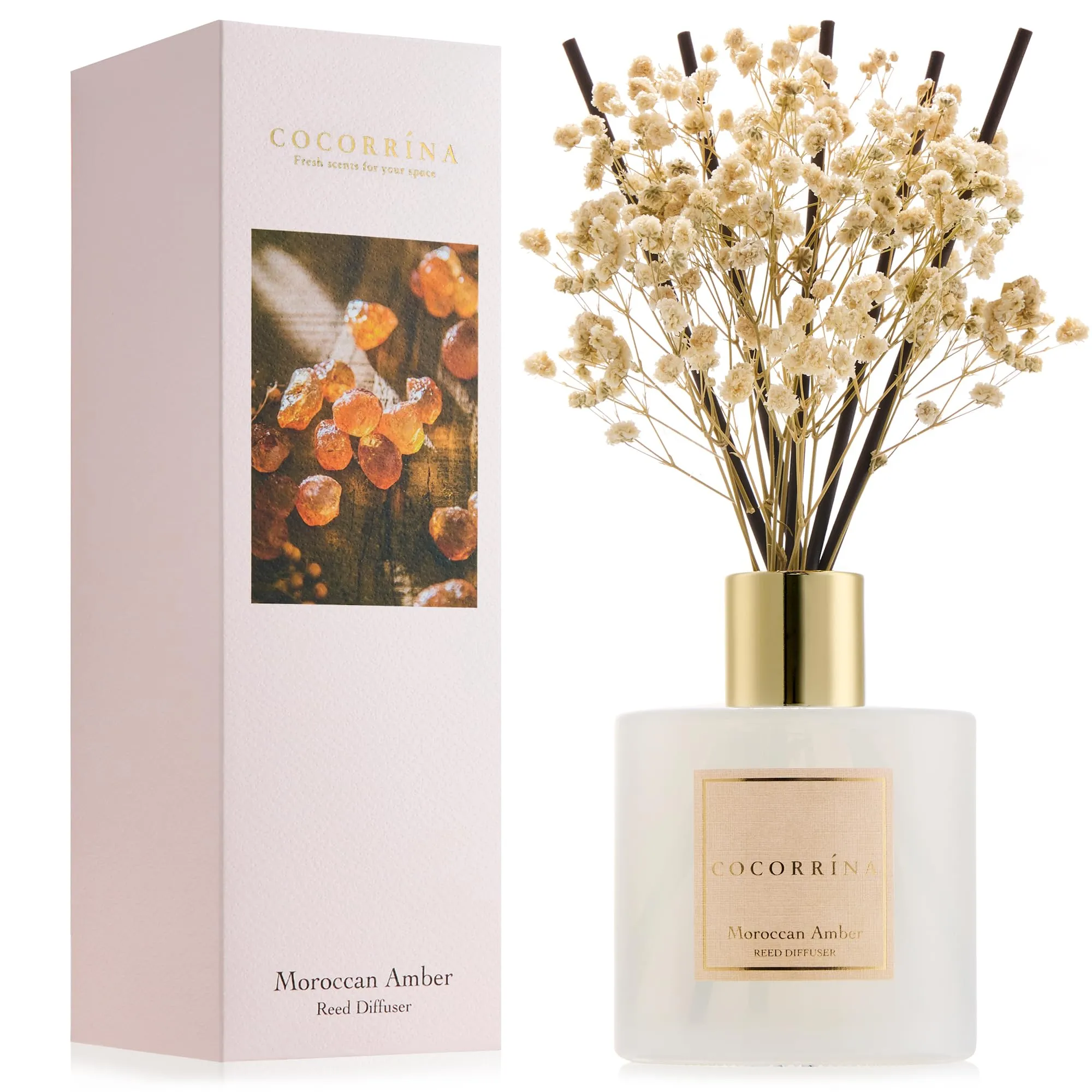 COCORRÍNA Diffusore Profumo Ambiente Moroccan Amber 200ml con 8 Bastoncini - immagine 2