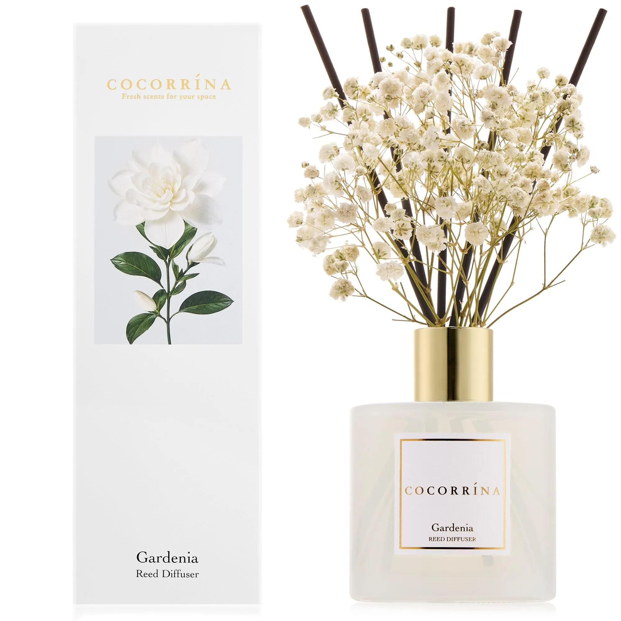 COCORRÍNA Diffusore Profumo Ambiente Gardenia, 200ml con 8 Bastoncini - immagine 1