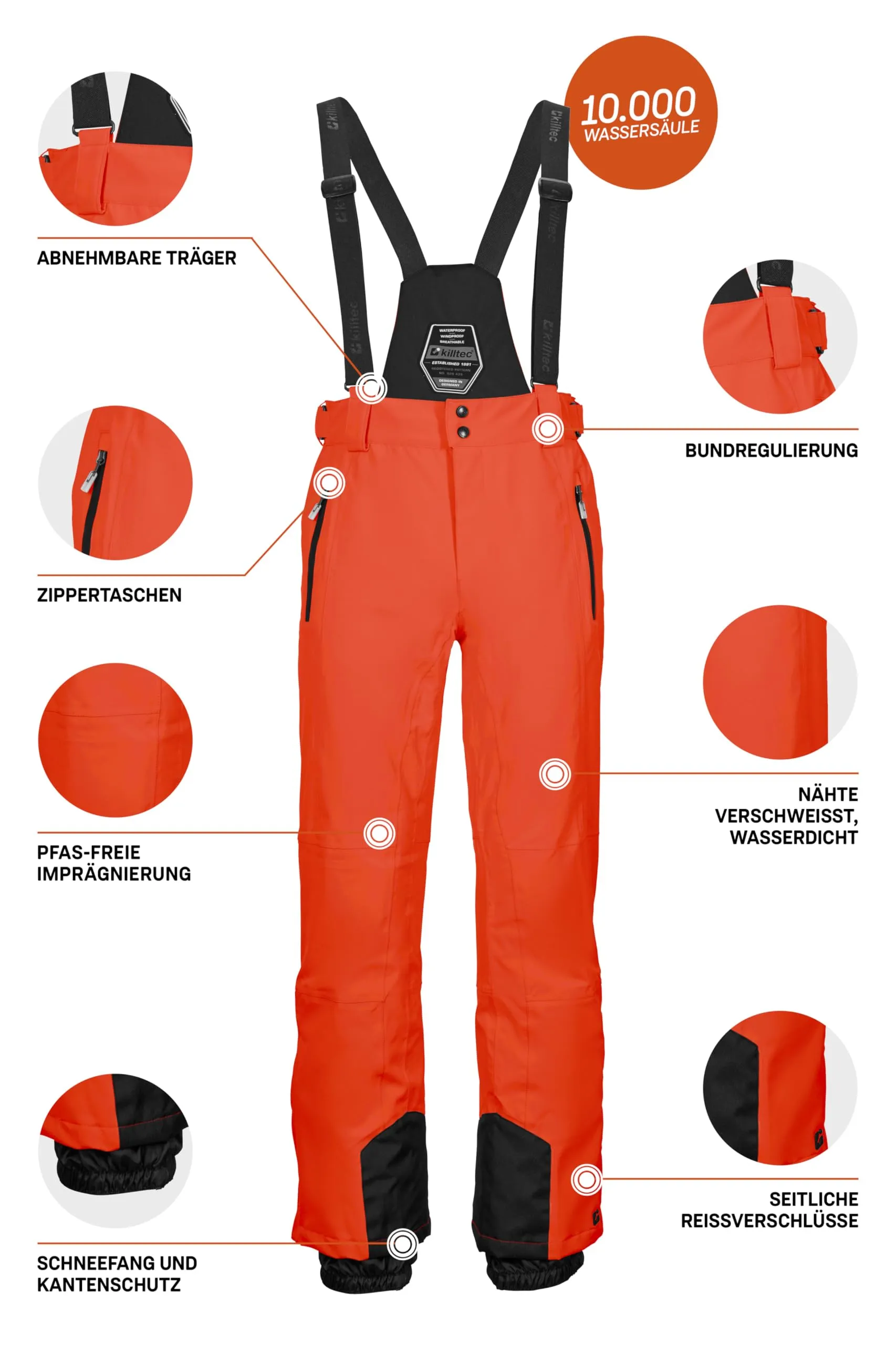 Killtec KSW 100 Enosh MN Ski Pants, Dark Orange, S, 43431-000 - immagine 5