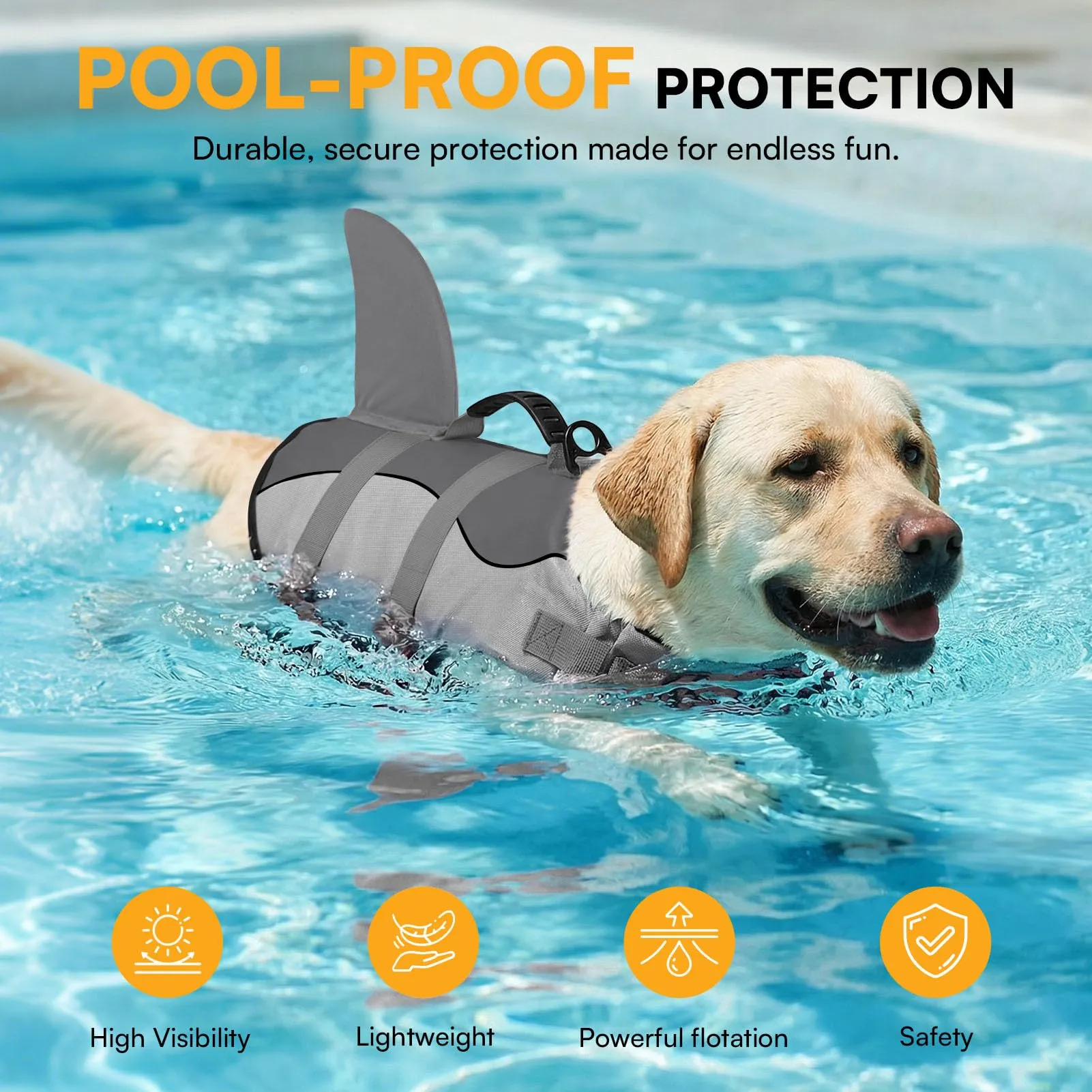 Queenmore Giubbotto di salvataggio per cani Ripstop Shark, Grigio, XS - immagine 7
