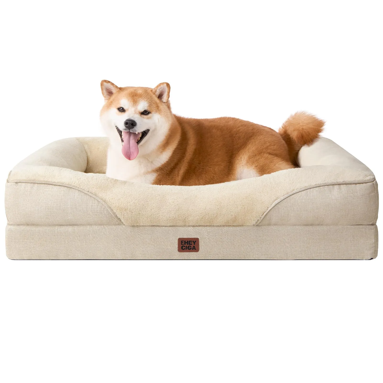 EHEYCIGA Cuccia Cane Interno, Taglia Grande, 91x68x17.5cm, Beige - immagine 1