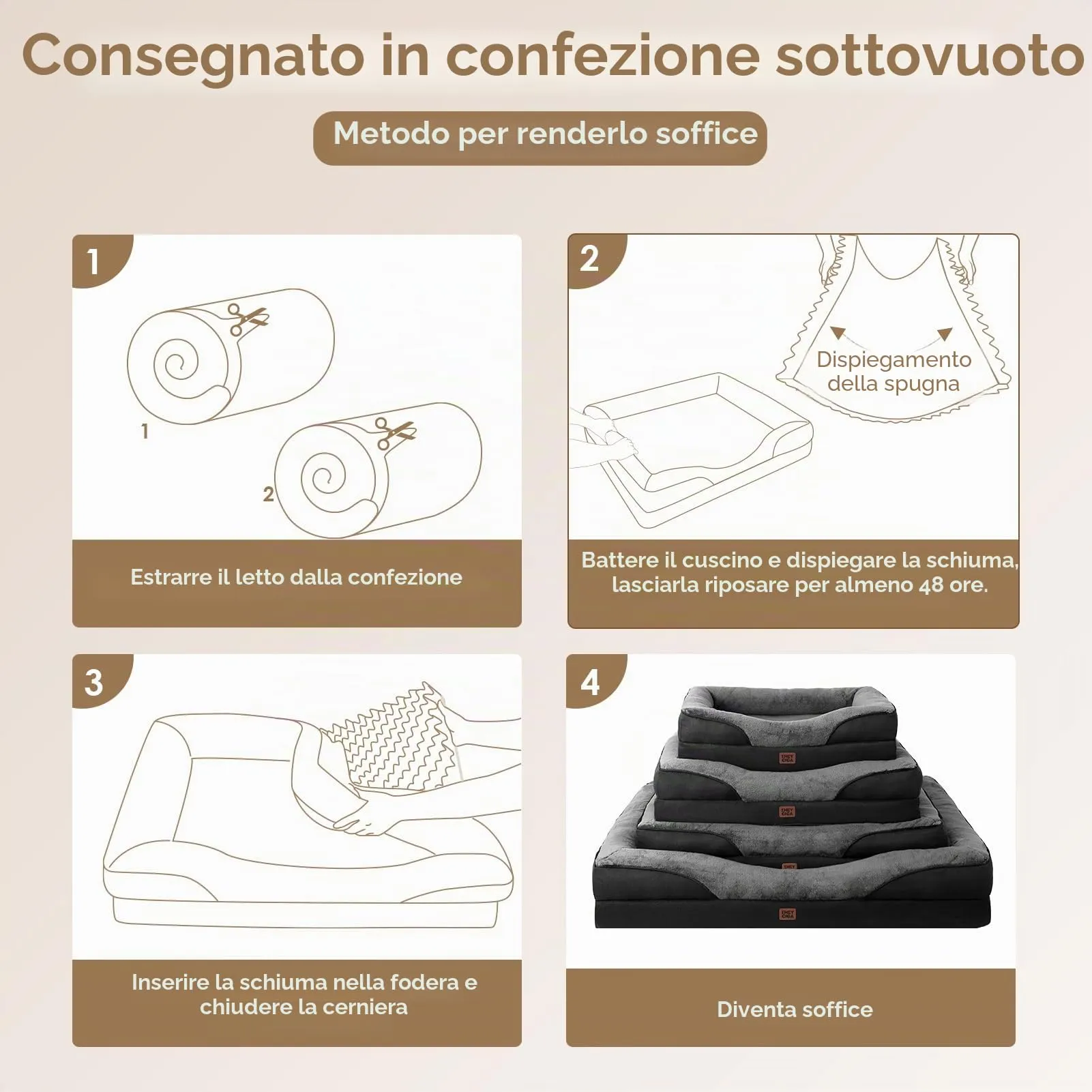 EHEYCIGA Cuccia Cane Interno Taglia Grande, 91x68x17.5cm, Grigio Scuro/Nero - immagine 7