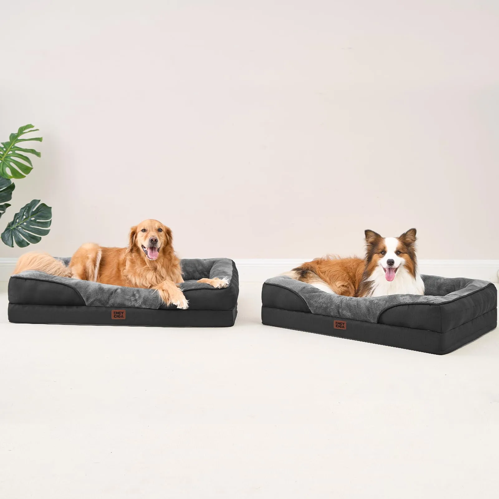 EHEYCIGA Cuccia Cane Interno Taglia Grande, 91x68x17.5cm, Grigio Scuro/Nero - immagine 9