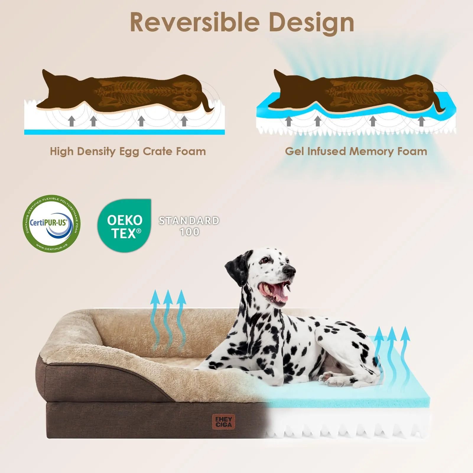 EHEYCIGA Cuccia Cane Interno, 91x68x17.5cm, Marrone - immagine 3