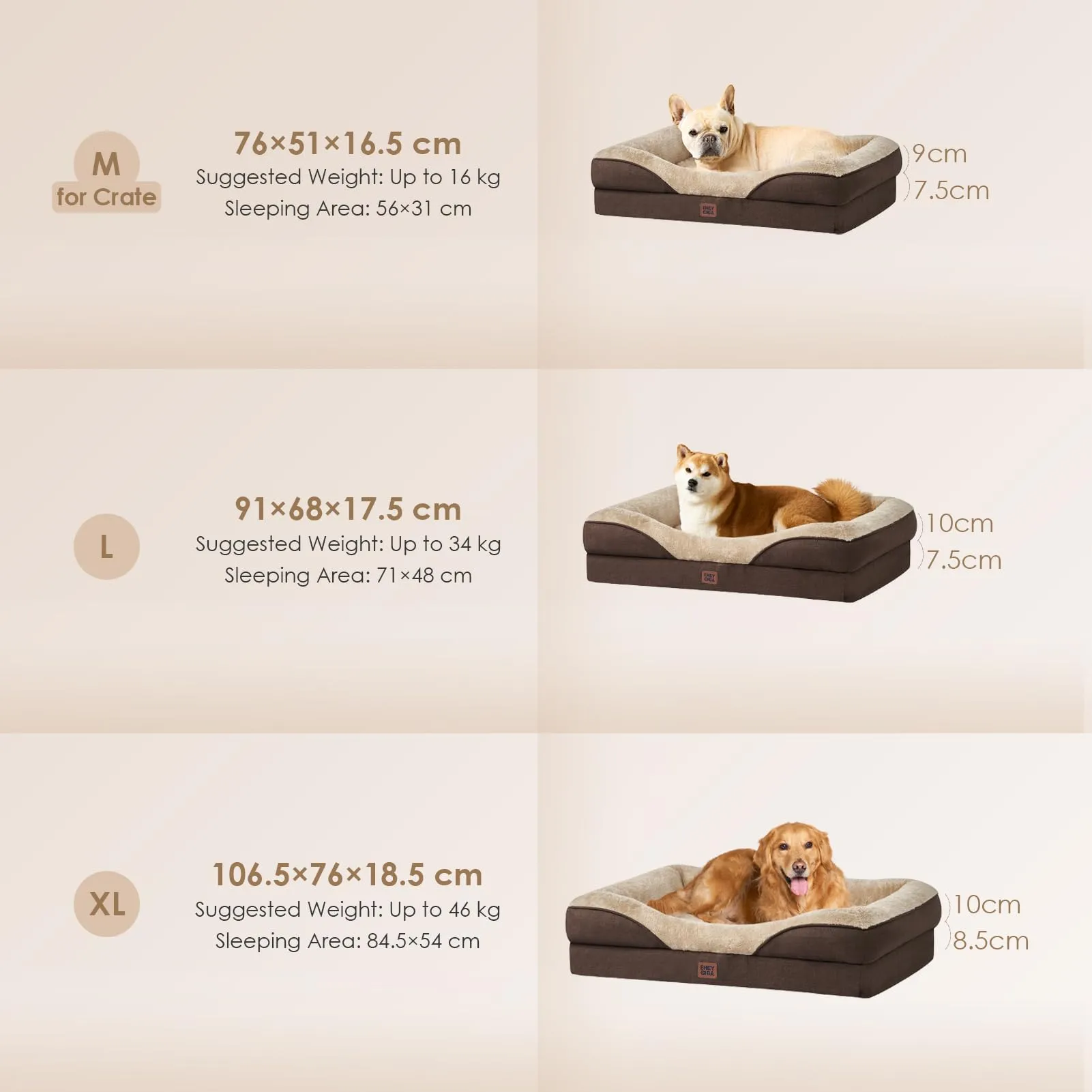 EHEYCIGA Cuccia Cane Interno, 91x68x17.5cm, Marrone - immagine 5
