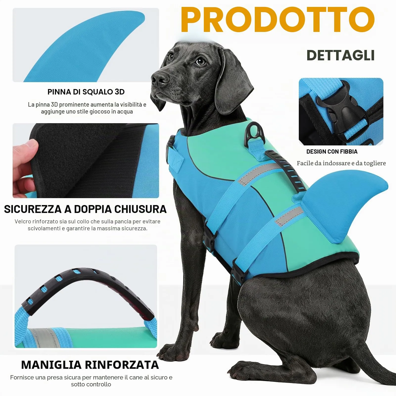 Queenmore Giubbotto Salvagente per Cani, Ripstop, Taglia L, Poolblue - immagine 3
