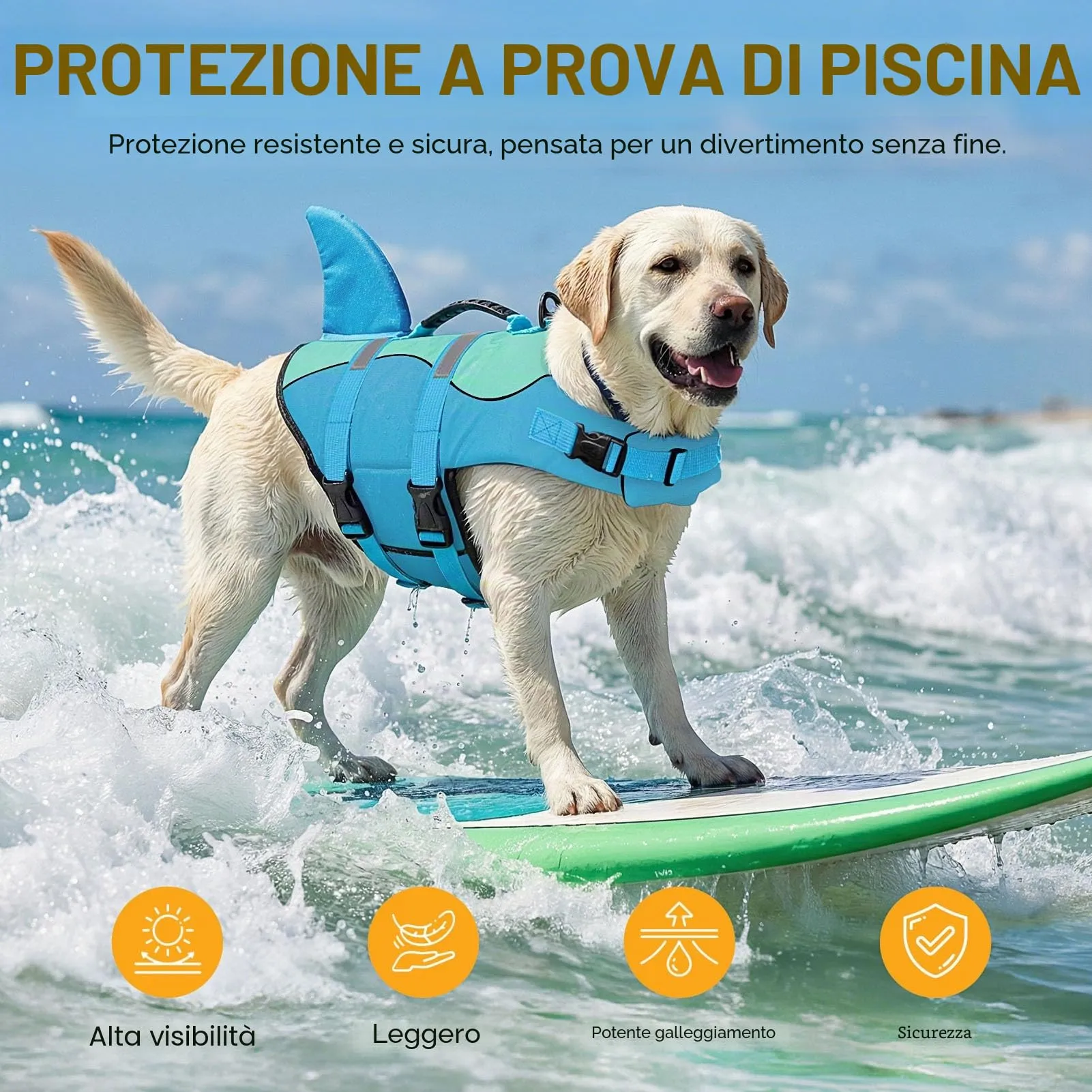 Queenmore Giubbotto Salvagente per Cani, Ripstop, Taglia L, Poolblue - immagine 7