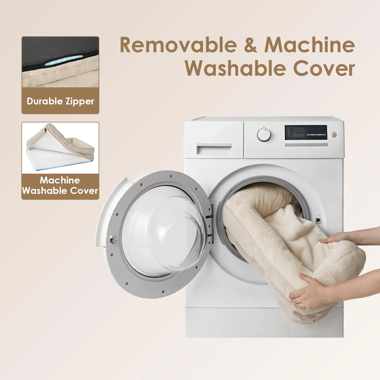 EHEYCIGA Cuccia Cane Interno Taglia Grande, 106.5x76x18.5cm, Beige - immagine 6