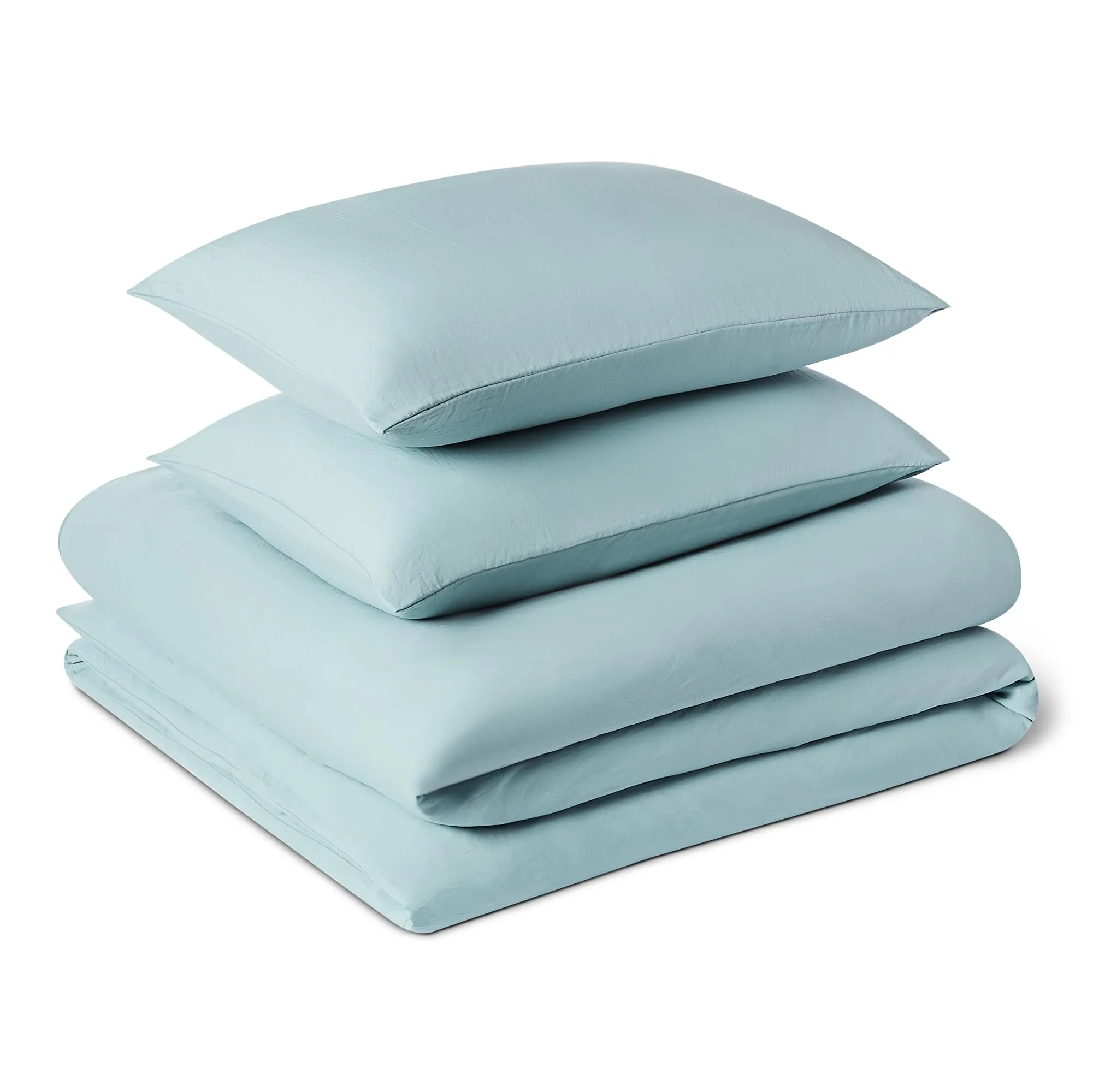 Amazon Basics Set Copripiumino in Microfibra Prelavata 200x200 cm e 2 Federe 50x80 cm, Blu - immagine 1
