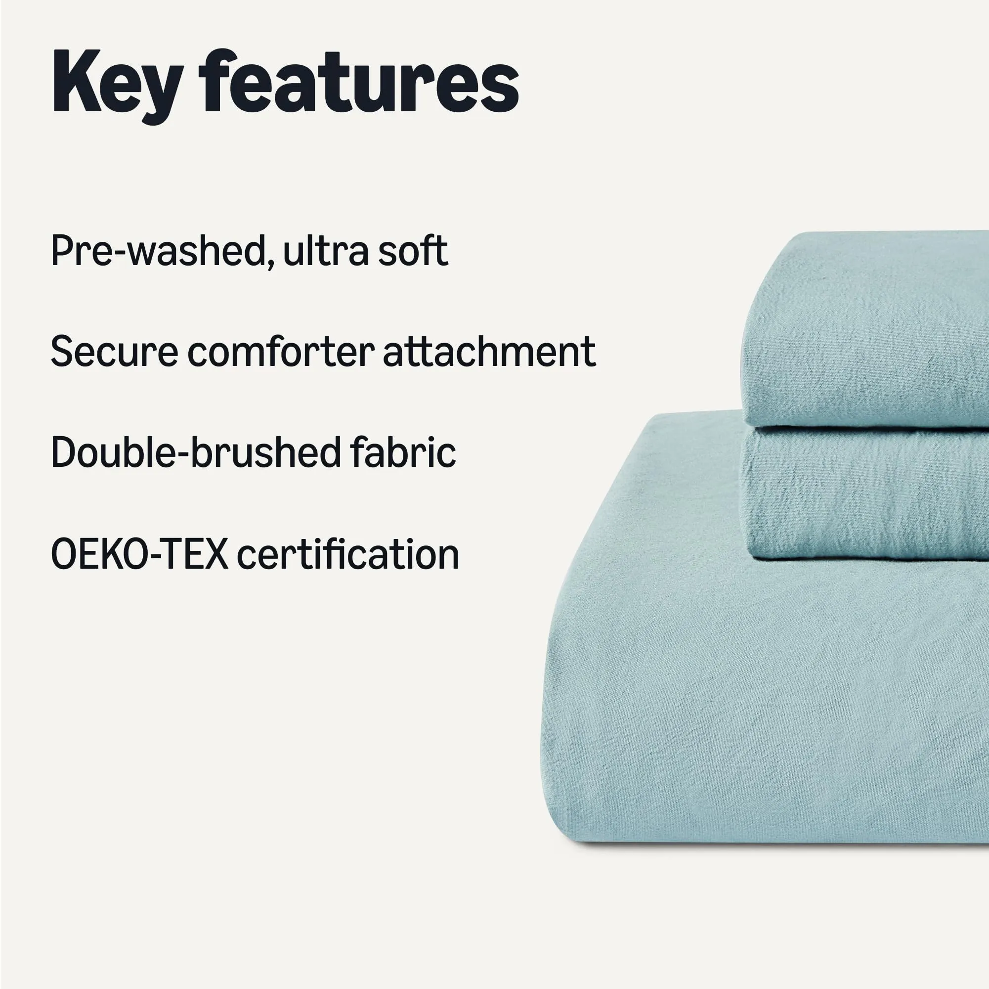 Amazon Basics Set Copripiumino in Microfibra Prelavata 200x200 cm e 2 Federe 50x80 cm, Blu - immagine 2