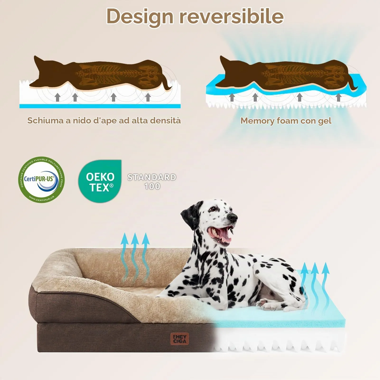 EHEYCIGA Cuccia Cane Interno Taglia Media, 76x51x16.5cm, Marrone - immagine 3