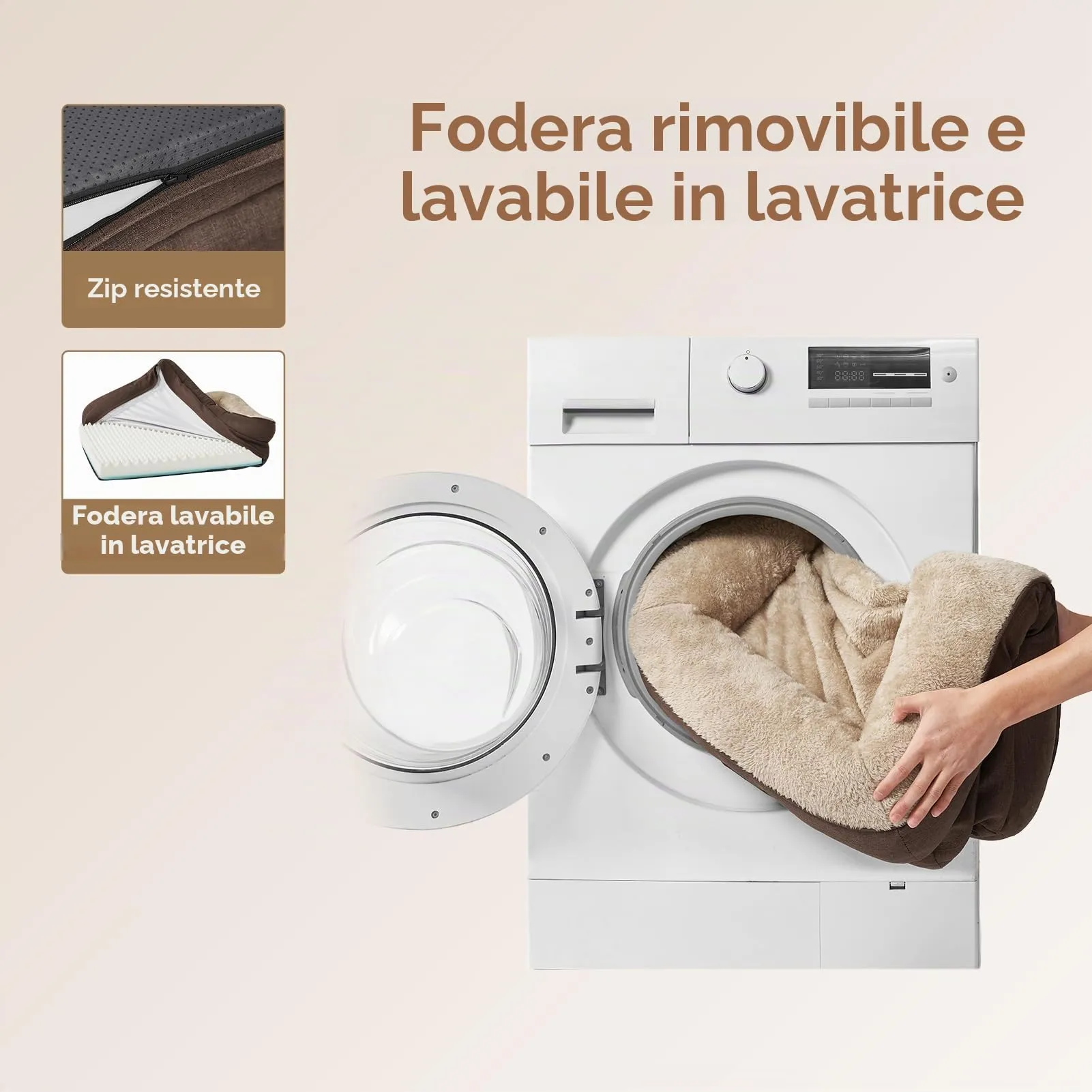 EHEYCIGA Cuccia Cane Interno Taglia Media, 76x51x16.5cm, Marrone - immagine 6