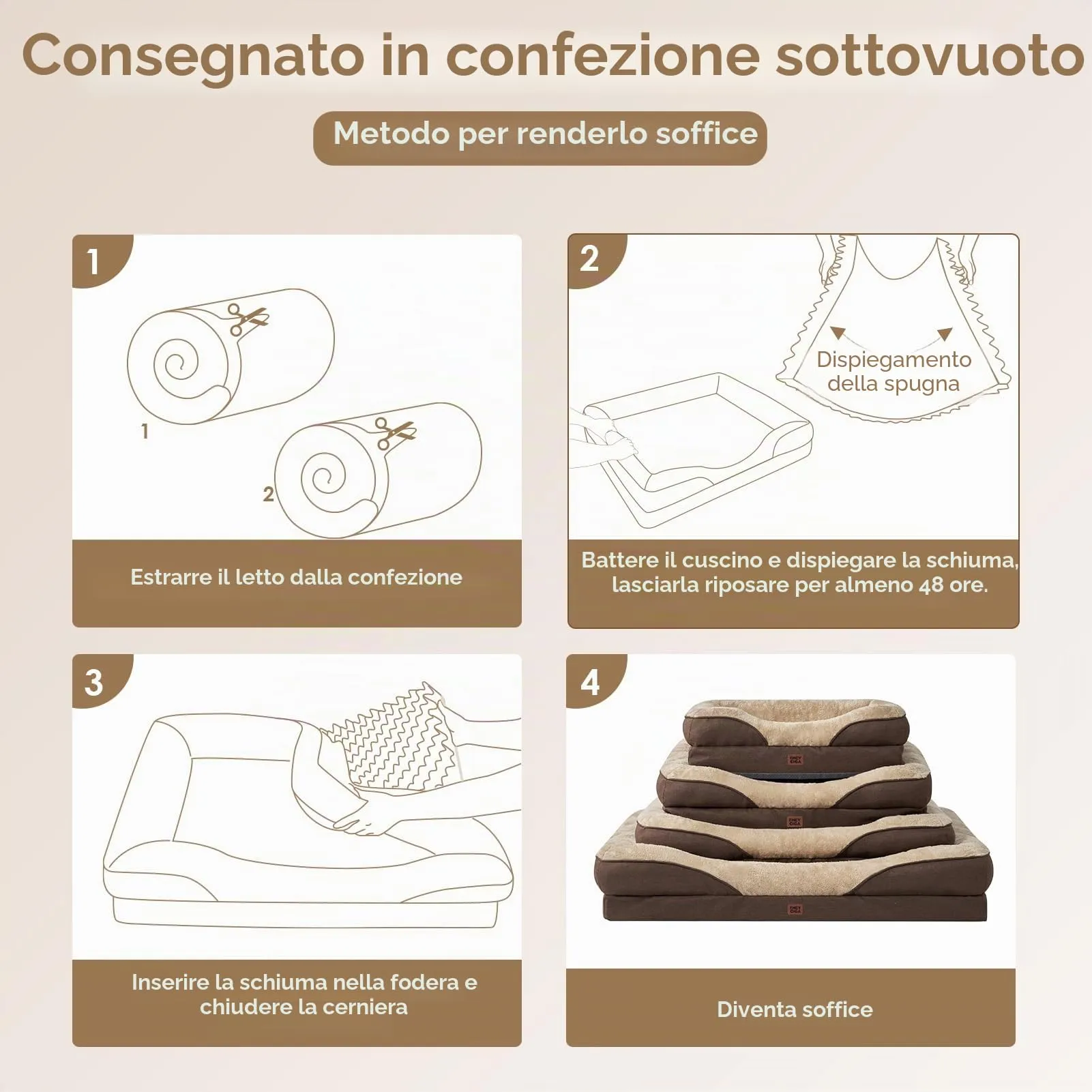 EHEYCIGA Cuccia Cane Interno Taglia Media, 76x51x16.5cm, Marrone - immagine 7