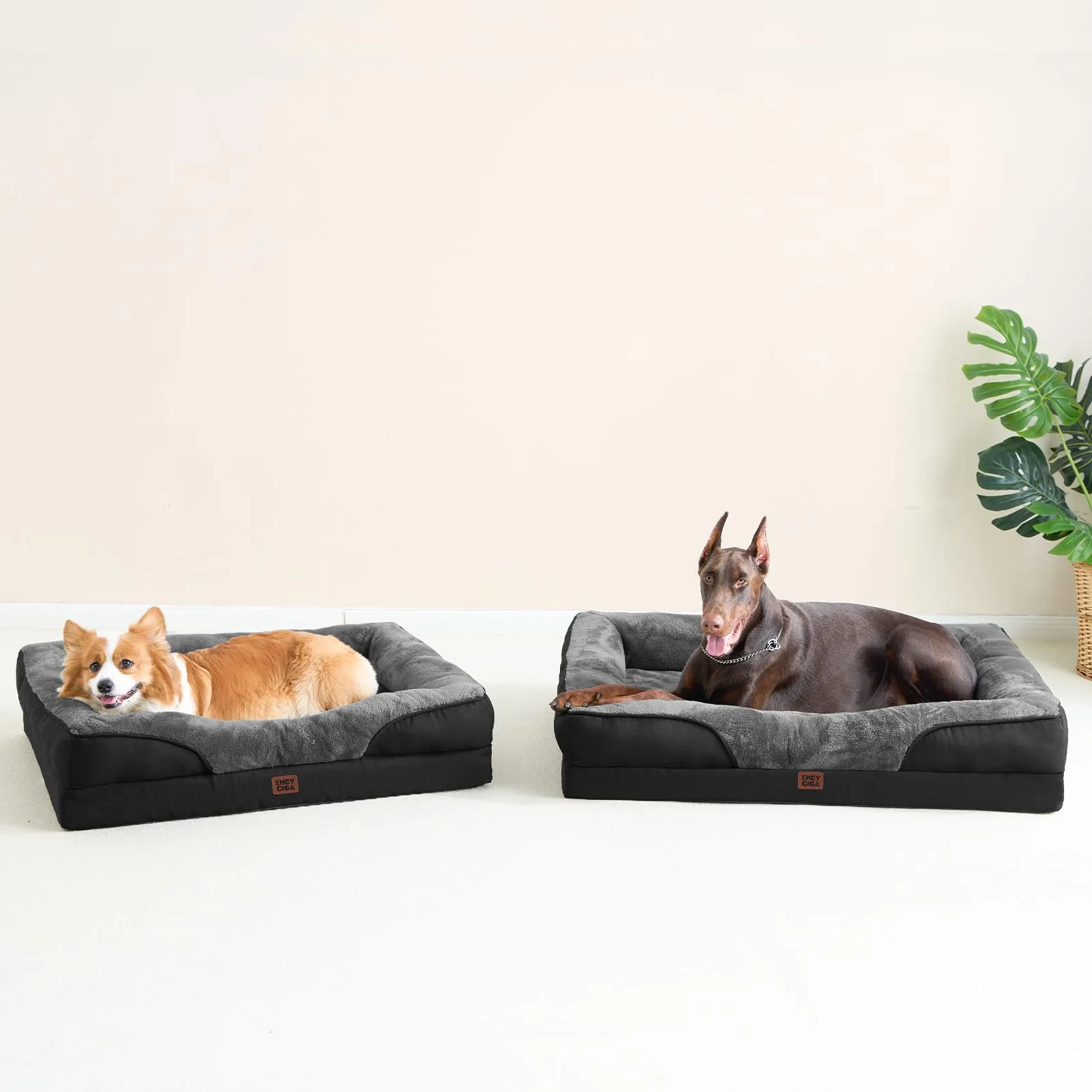 EHEYCIGA Cuccia Cane Interno, 106.5x76cm, Grigio Scuro/Nero - immagine 9