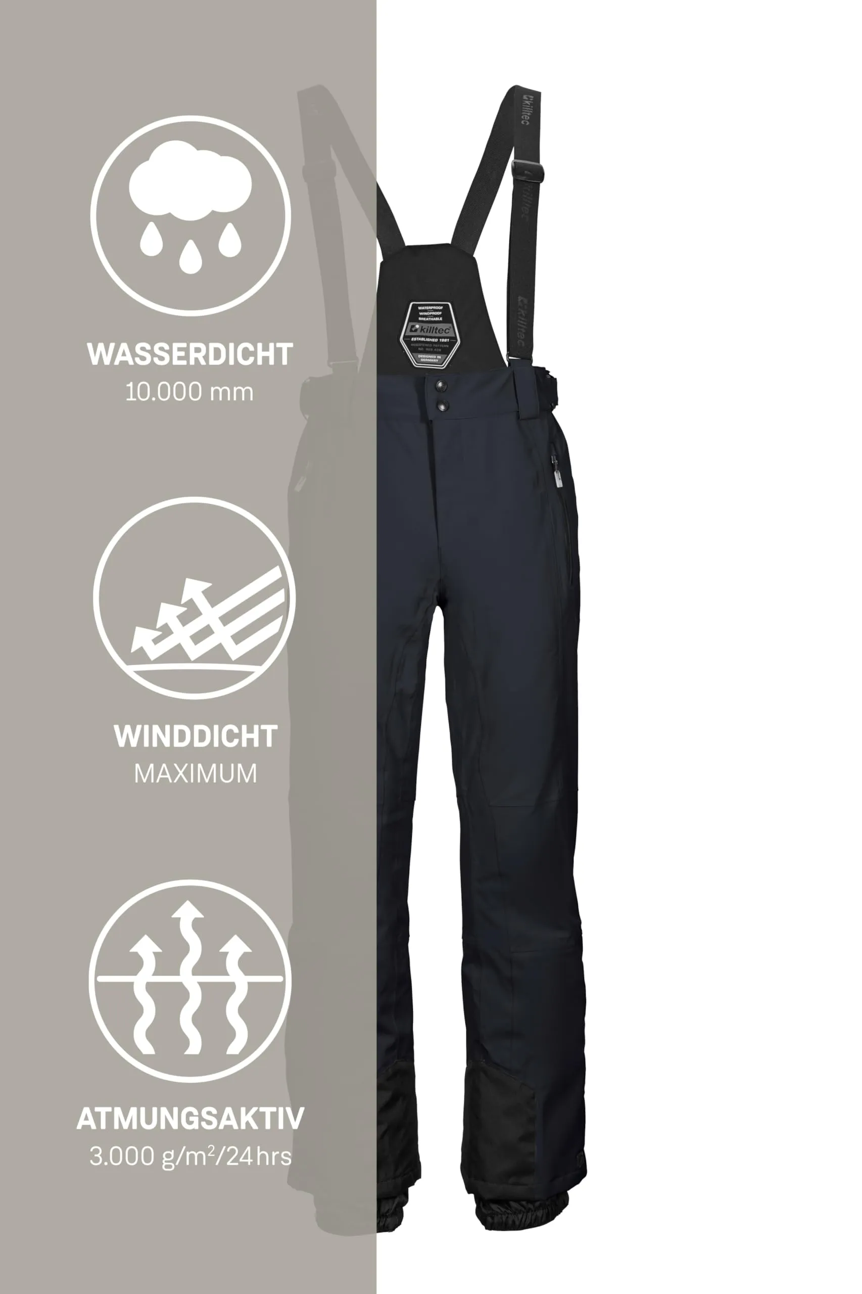 killtec KSW 100 Enosh MN Ski Pants, Schwarz, XL, 43431-000 - immagine 6