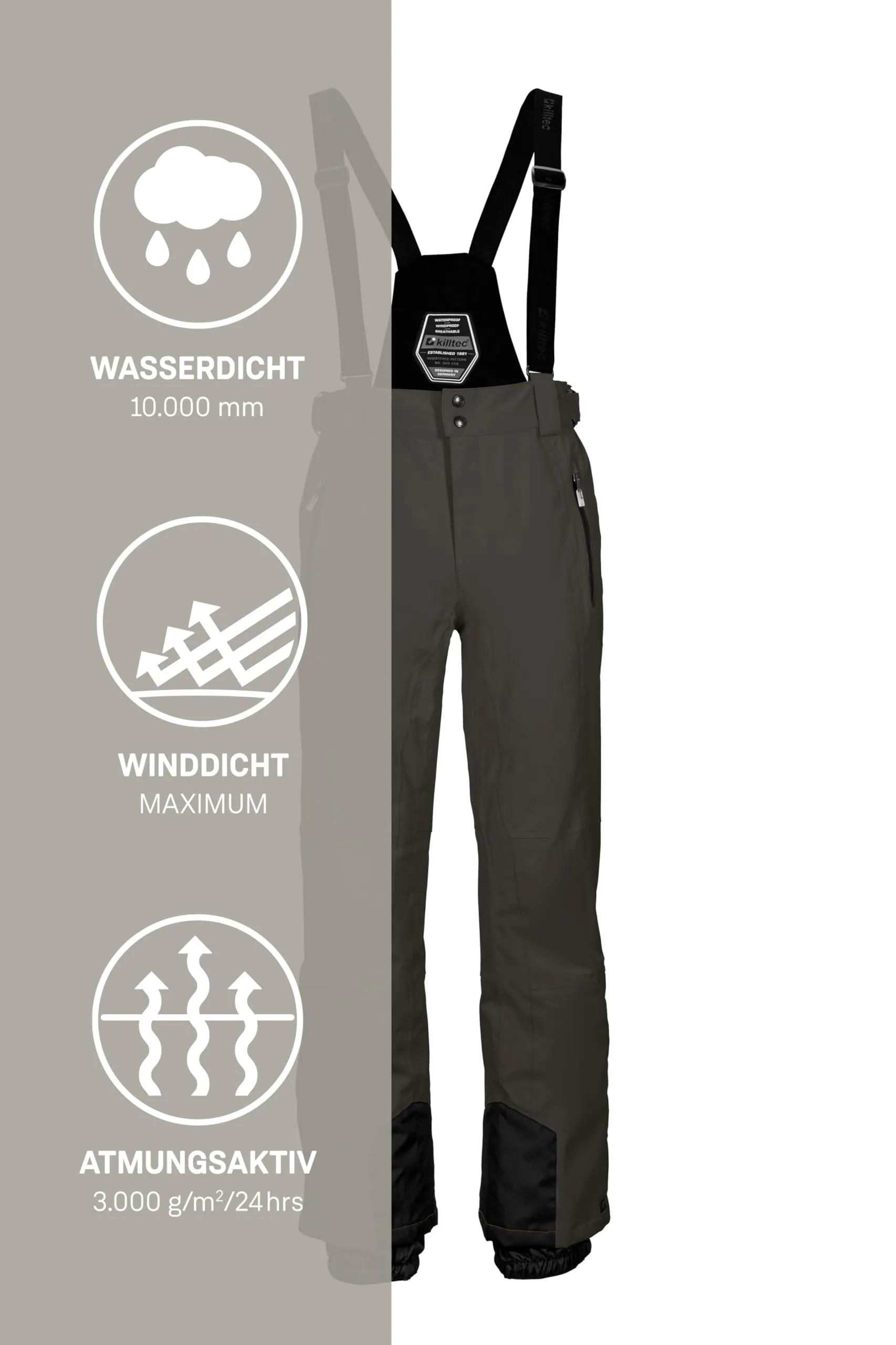 Killtec Enosh MN Ski Pants KSW 100, Dark Olive, L, 43431-000 - immagine 7