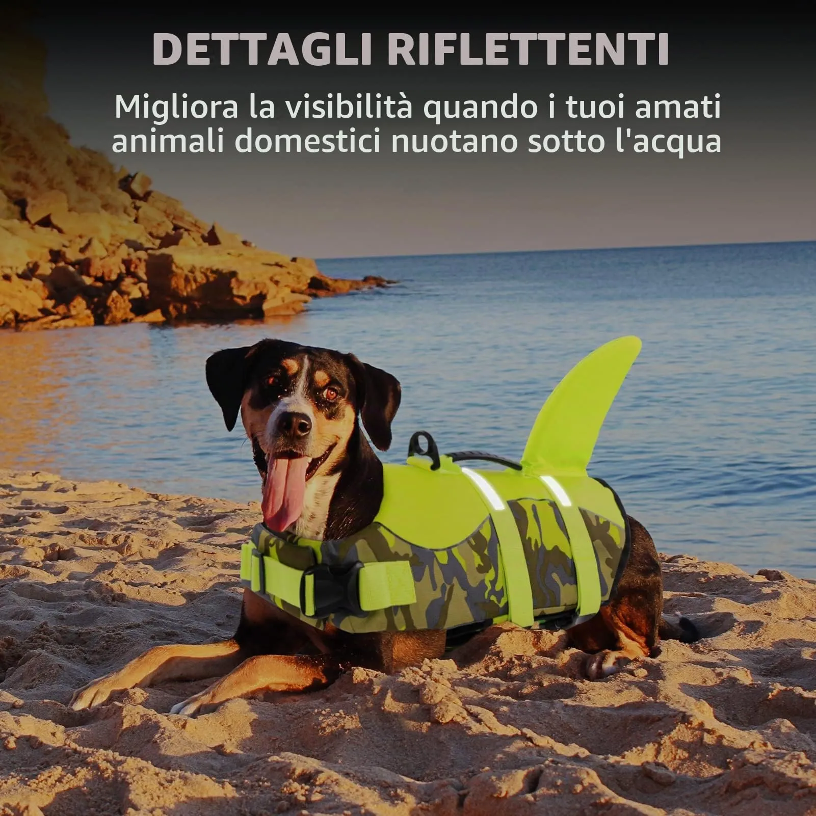 Queenmore Giubbotto di salvataggio regolabile per cani, GreenCamo, M - immagine 5