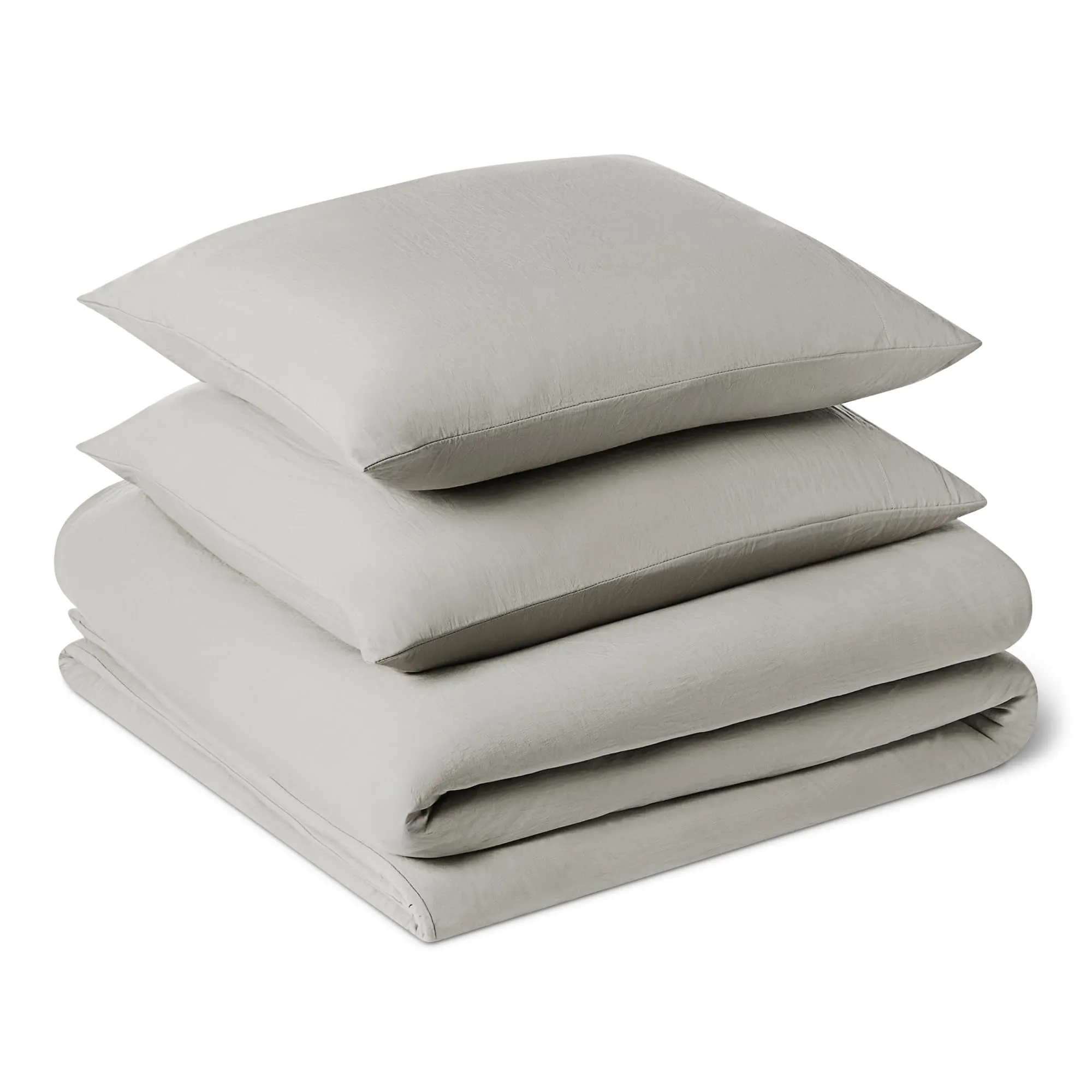 Amazon Basics Set Copripiumino in Microfibra Prelavata, 200x200 cm e 2 Federe 80x80 cm, Grigio - immagine 1