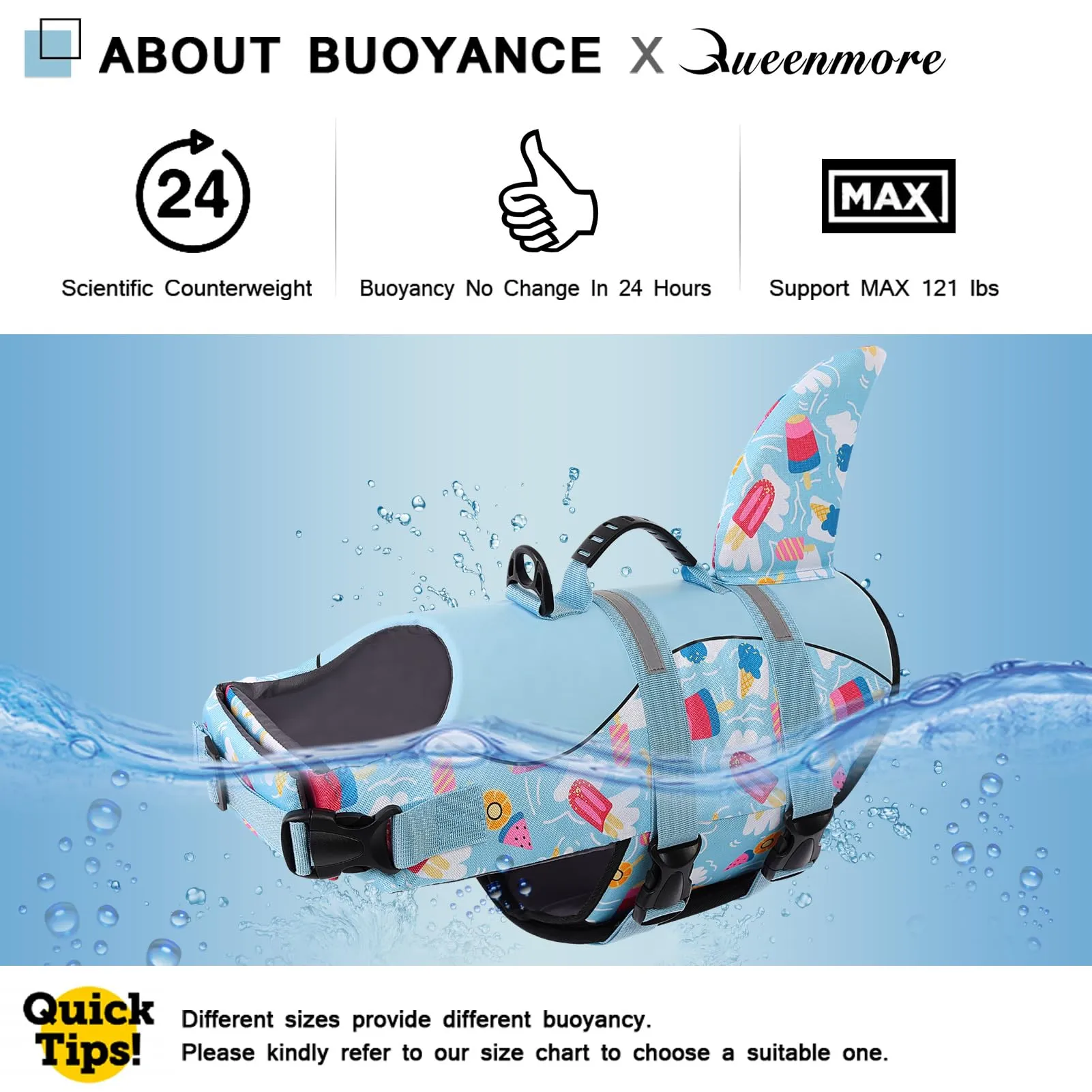 Queenmore Giubbotto Salvagente per Cani Ripstop, Taglia XXL, Babyblue - immagine 5