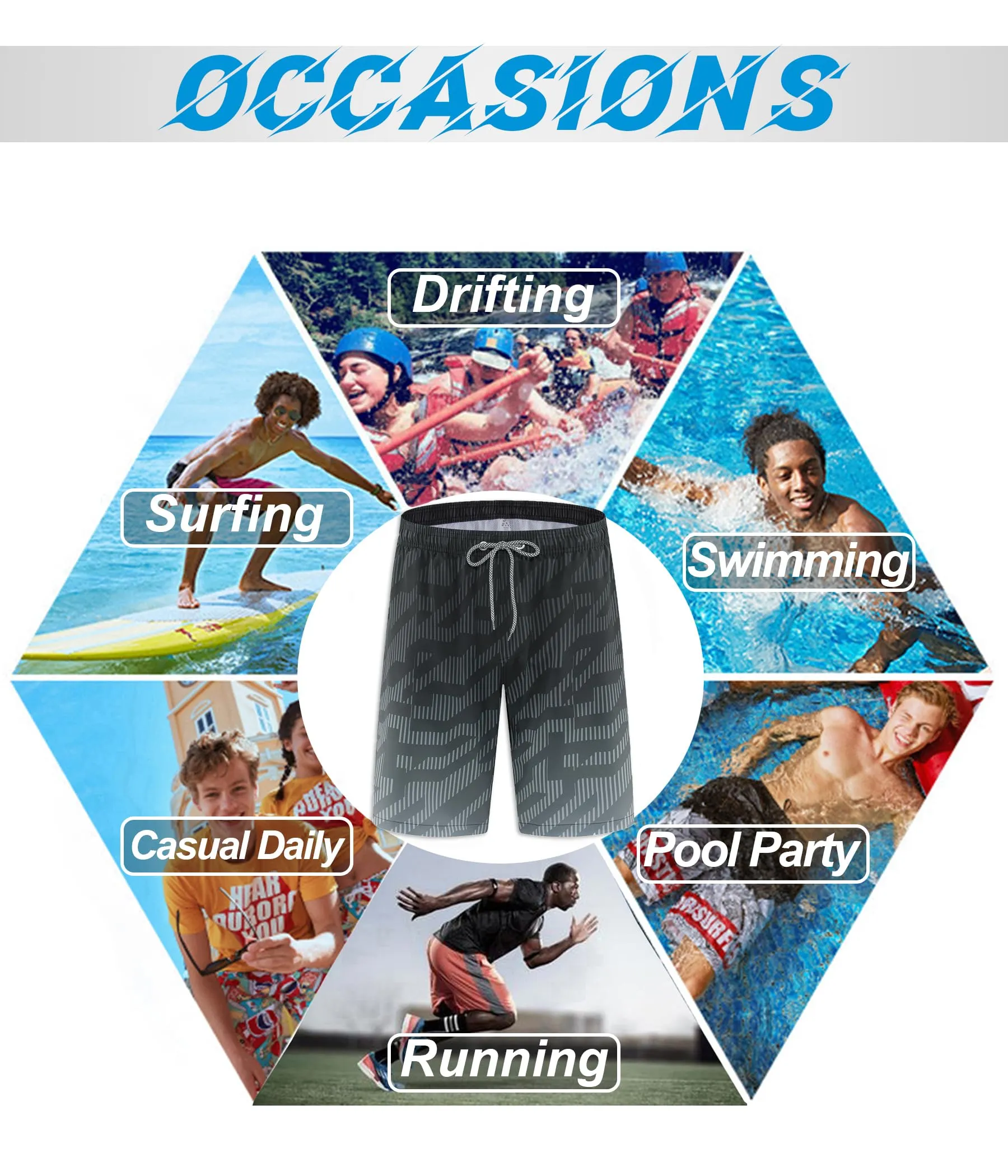 APTRO Pantaloncini da nuoto da uomo, Geometrico, Nero Mk434, 4XL - immagine 4