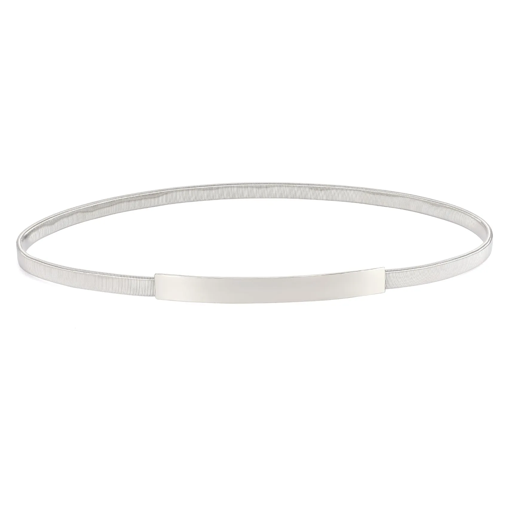 VONMELLI Cintura Sottile in Metallo Elastica per Donna, Regolabile, Argento, Taglia M - immagine 1