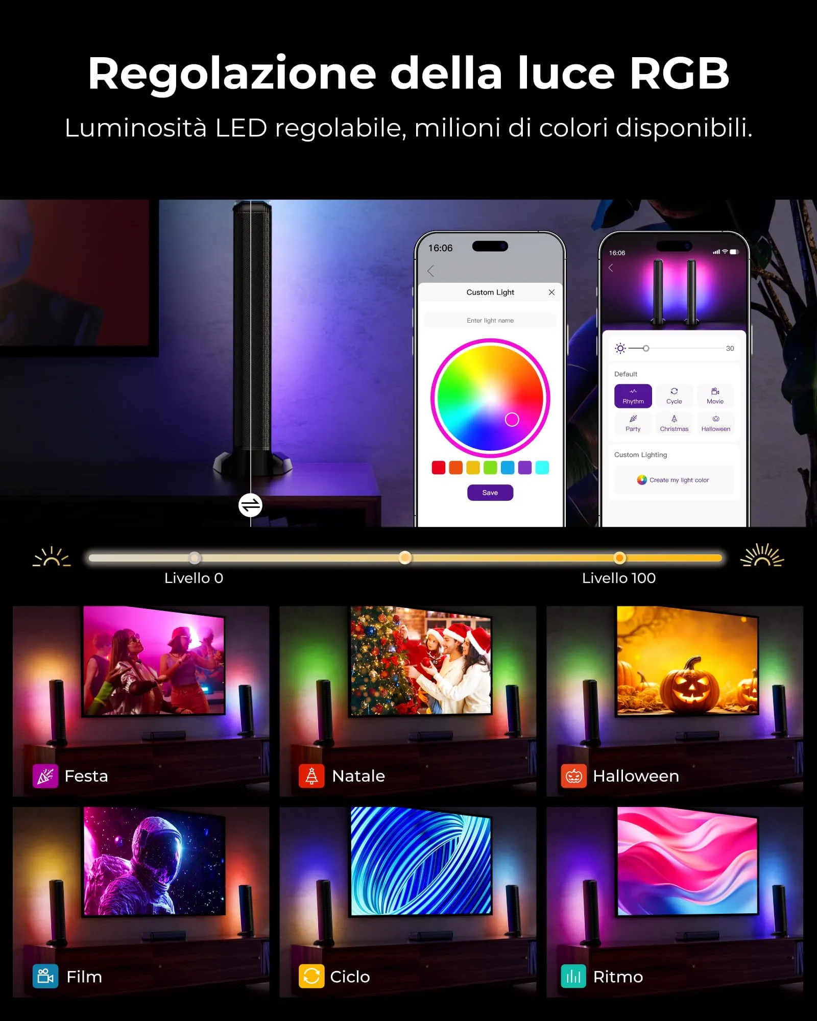 ULTIMEA Apollo S70 Ultra Soundbar Surround Virtuale 7.1ch, Subwoofer 6,5", 410W, Luci RGB, HDMI, App - immagine 5